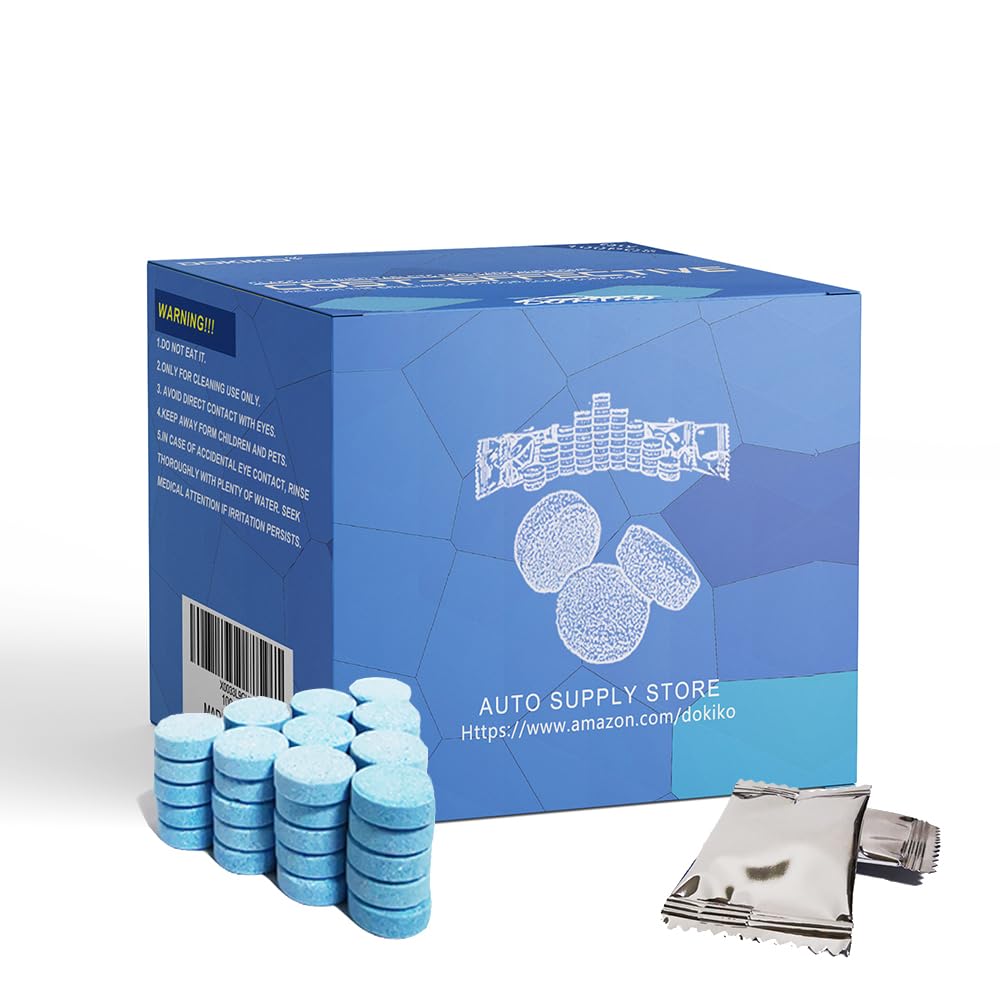Dokiko 100 Pcs Window Clean Tablets For Cars And Home, Car Windshield Washer Fluid Tablets,Cleaning Glass Surfaces,1 Pack Makes