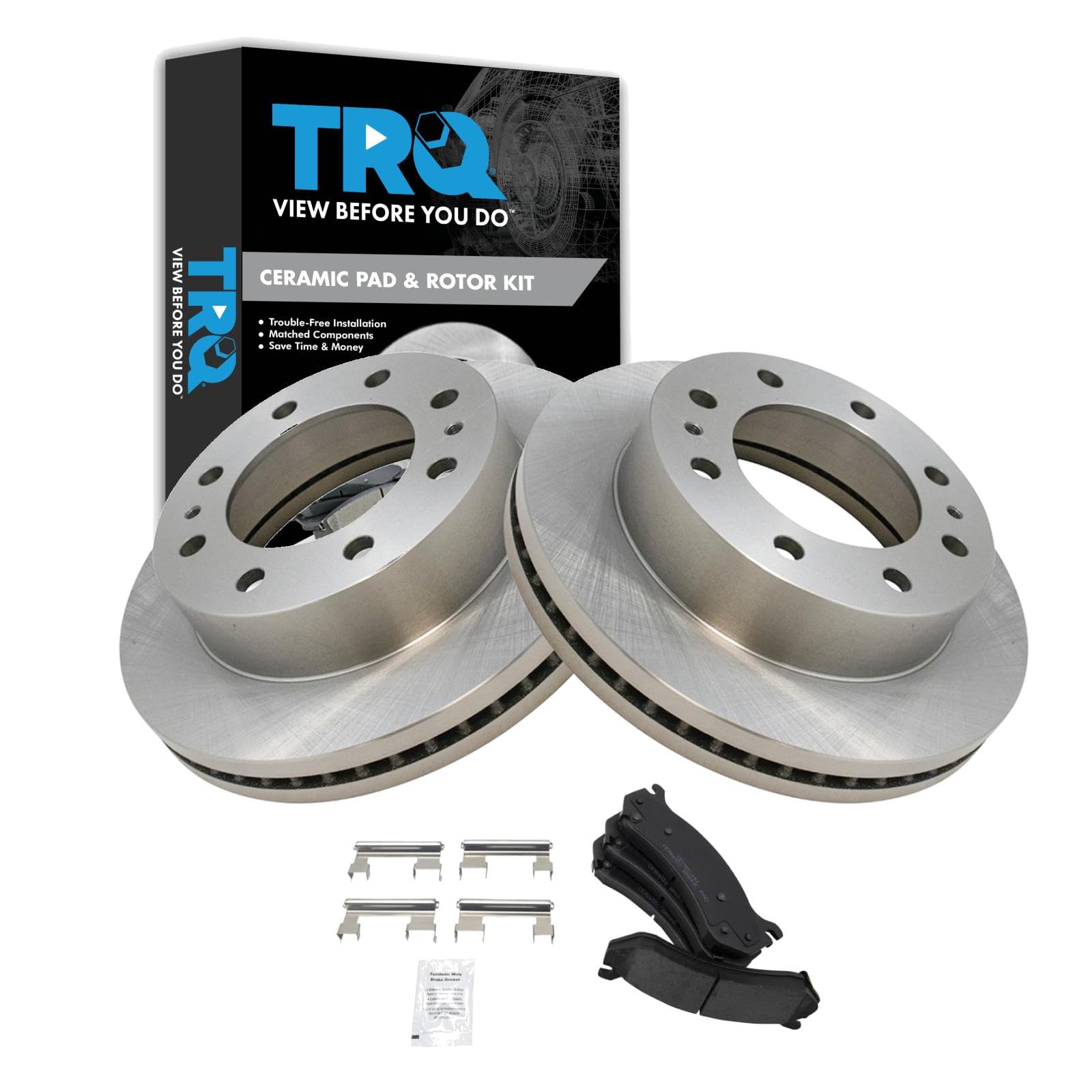 Trq Front Brake Pad & Rotor Kit Brake Pads Brake Rotor Ceramic Compatible With 2008 Gmc Savana 2500