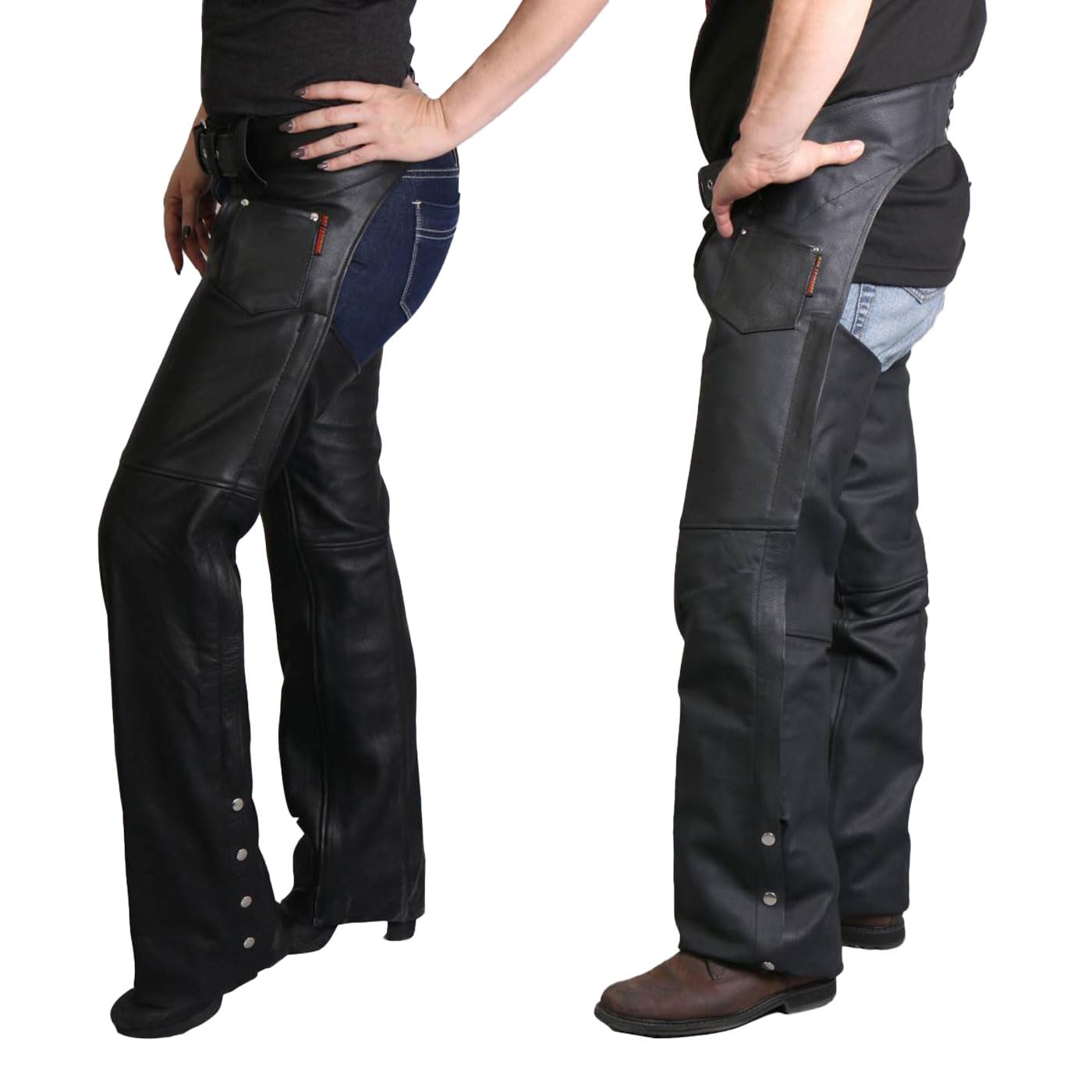 Hot Leathers Fully Lined Leather Chaps (Black, XX-Small)