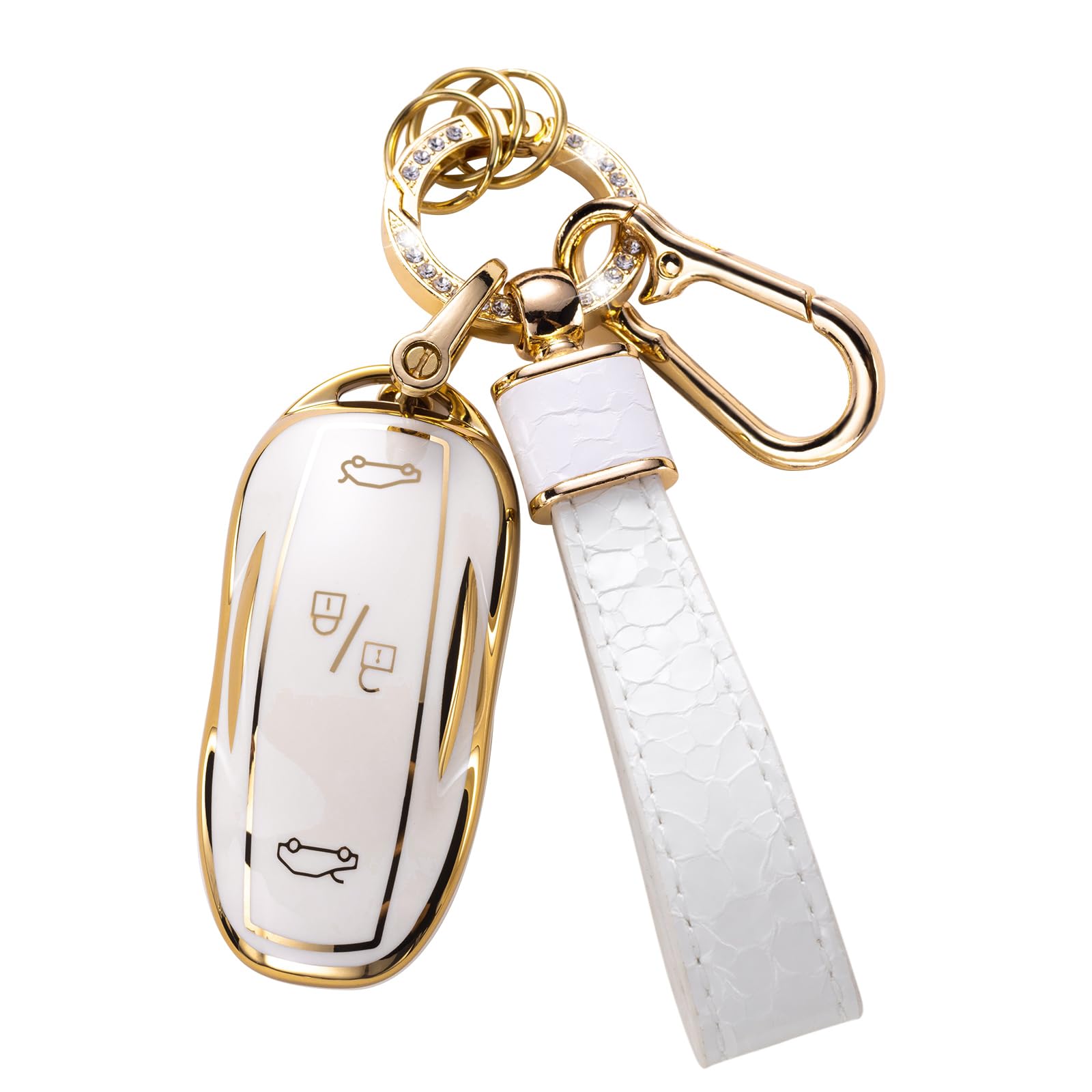 Cacarlike For Tesla Key Fob Cover With Tesla Keychain, Car Key Fob Case Compatible With Tesla Model S Model 3 Model Y Smart Key