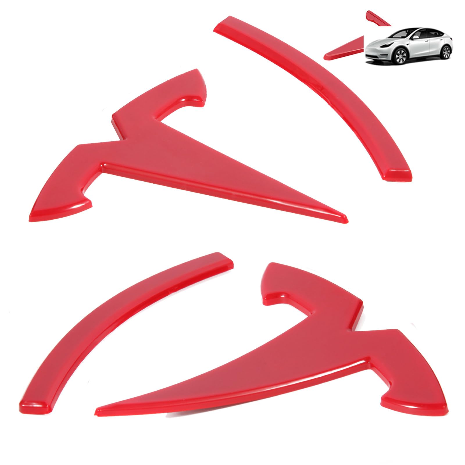 Nanaholy Model Y Accessories For Tesla Emblem Sticker 3Pcs Logo Decal Cover 2024 2023 2022 2021 2020 (W-Red)