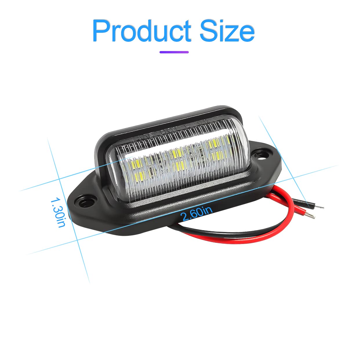 Hipopy 2Pcs Led License Plate Light, 12V/24V Waterproof 6-Smd License Plate Lamp Tail Light For Most Cars, Trucks, Trailer, Buses, Step Courtesy Light, Dome/Cargo Lights (Blue)