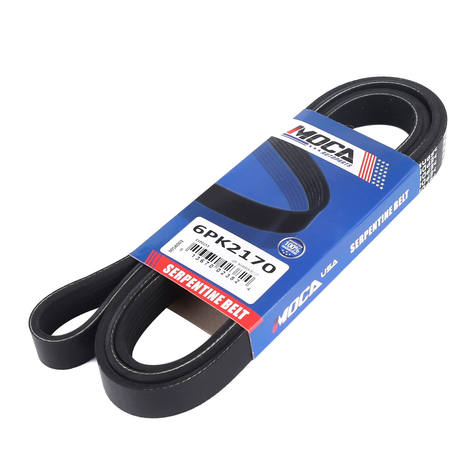 Moca Epdm 6Pk2170 Belt Compatible With 10-11 For Chevrolet Camaro 6.2L & 02-05 Explorer 4.0L & 00-08 For Ford Ranger 3.0L & 03-07 For Mazda B3000 3.0L & 09-10 Grand Vitara 3.2L & 16-17 Canyon 2.8L