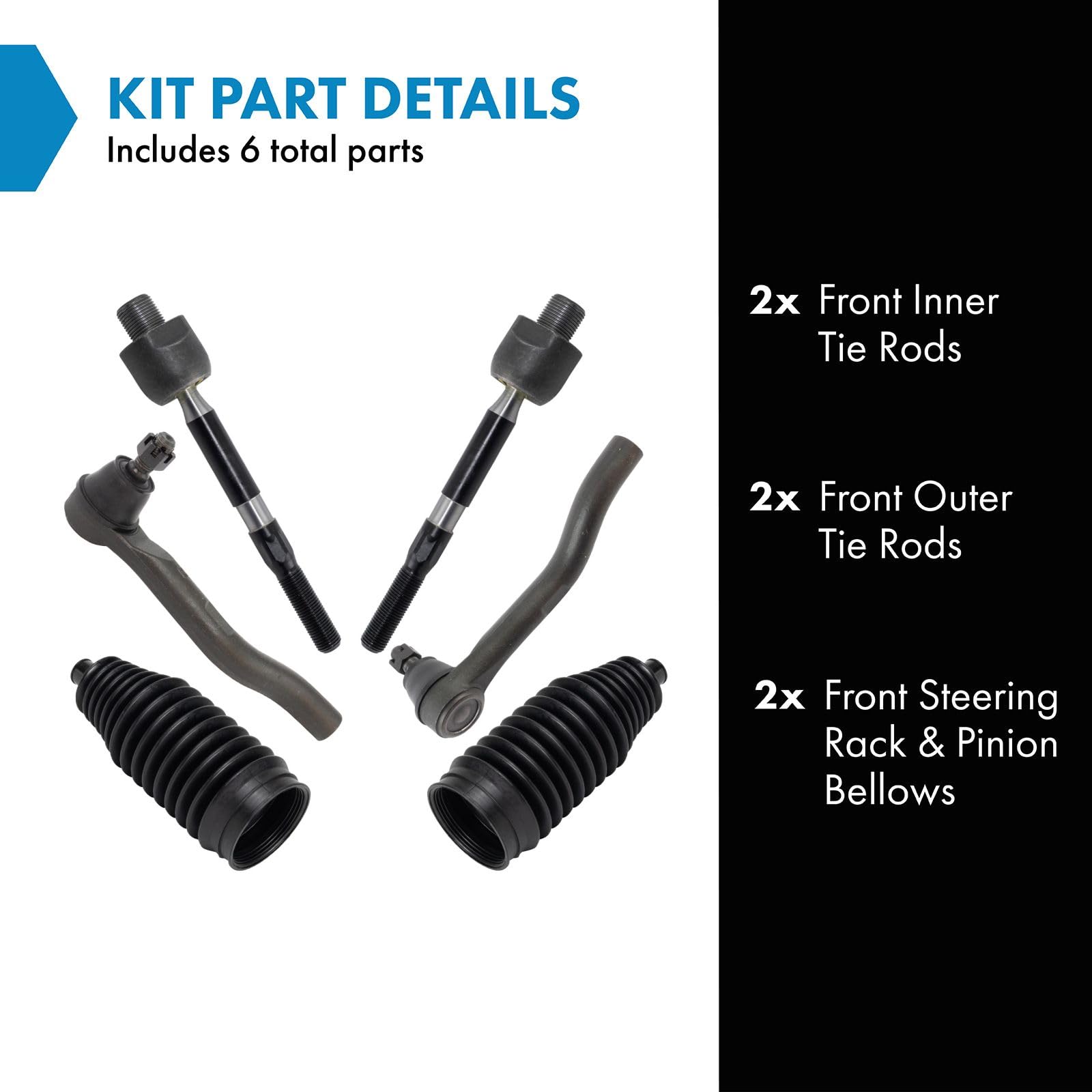 Trq Front Steering Kit Steering Rack & Pinion Bellow Tie Rod Compatible With 2015-2020 Acura Tlx 2013-2017 Honda Accord