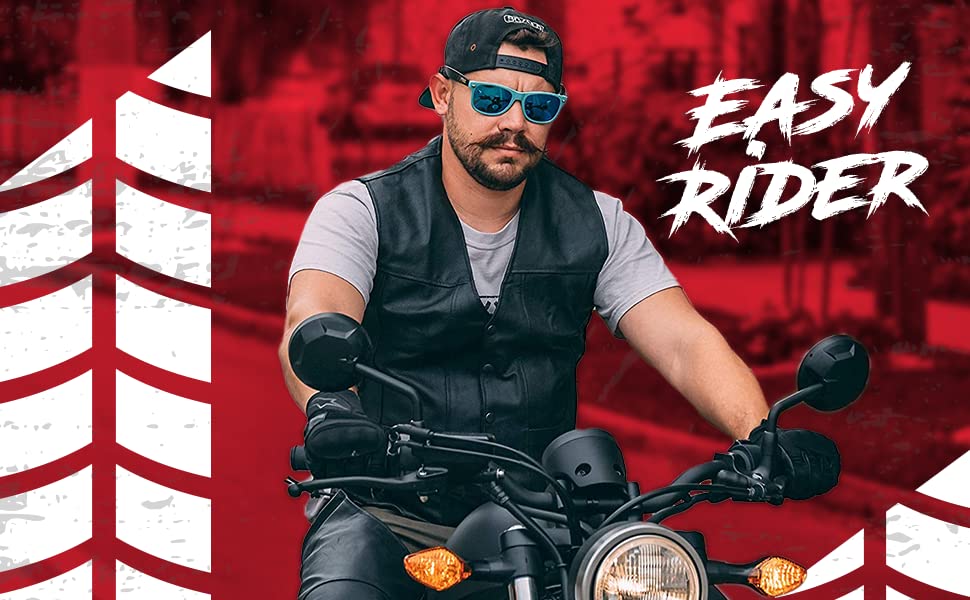 Hwk Leather Motorcycle Vest For Men And Women With Concealed Carry Gun Pocket, Black Genuine Leather Vest With 100% Polyester Lining For All-Weather Enduro Motocross Motorbike Riding, Xl