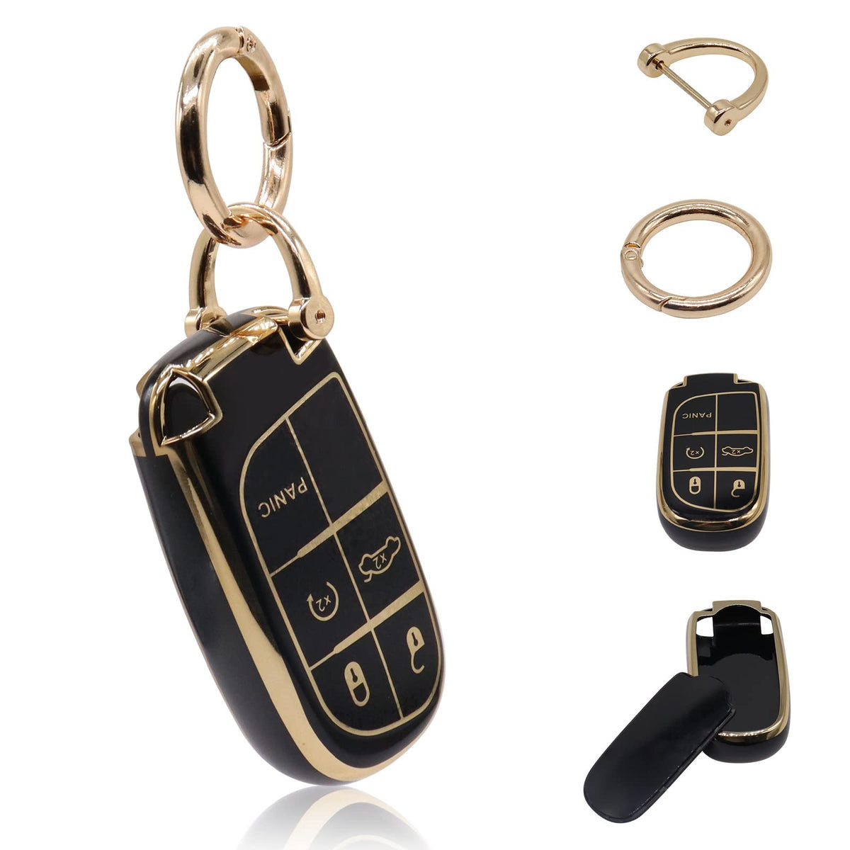 For Jeep Key Fob Cover, Soft Full Protection Key Case Shell Compatible With 2016 2017 2018 Jeep (Black)