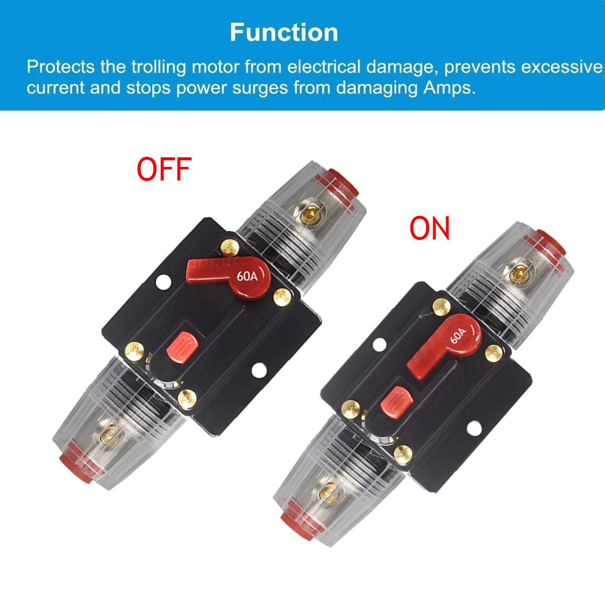 Wohhom 30A 40A 50A 60A 80A 100A 150A Amp Audio Circuit Breaker Auto Car Stereo Inline Fuse Holders Inverter, Manual Reset 12V-24