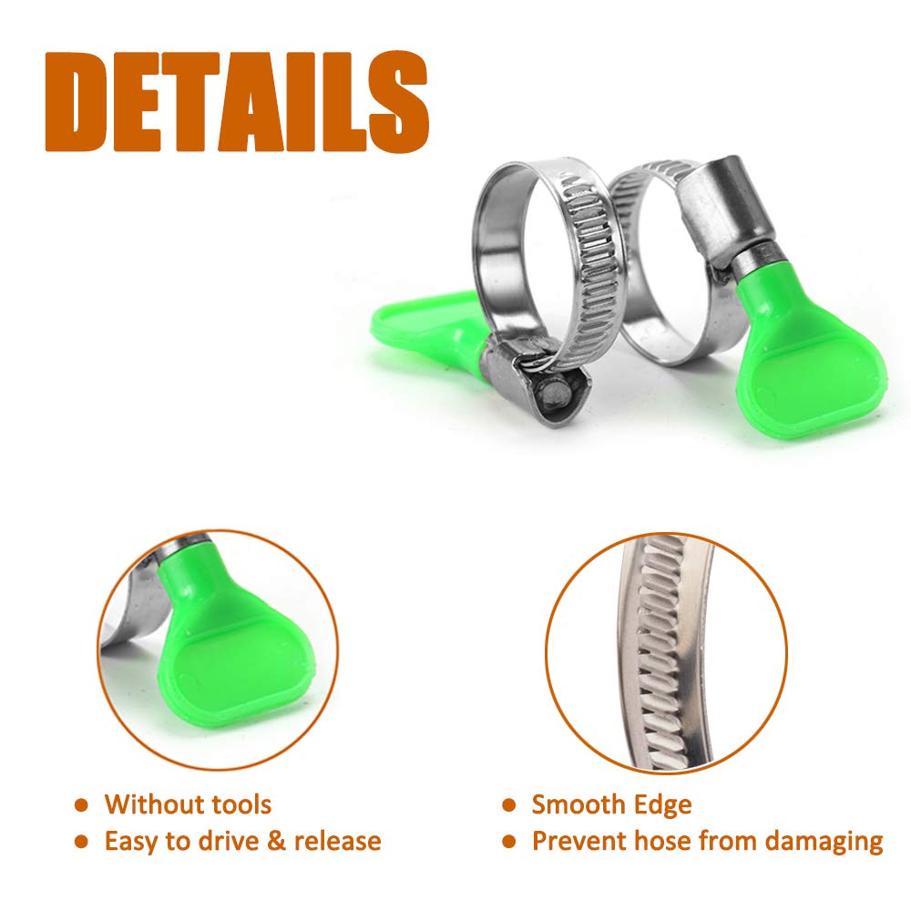 Ispinner 4Pcs 3 Inch Key Hose Clamp, Bandwidth 12Mm Thumb Screw Adjustable Stainless Steel Hose Clamps For Dryer Vent, Dust Collector And Automotive