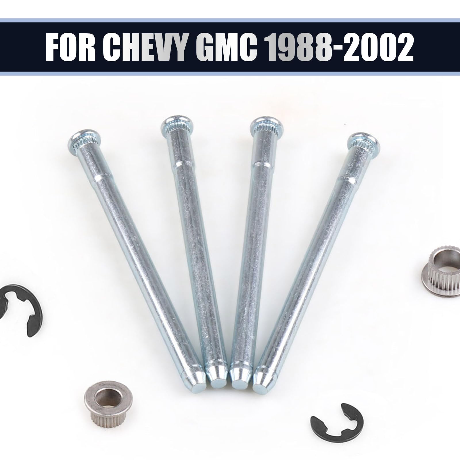 Flygun 16 Pcs Car Door Hinge Pin Kit, Metal Rustproof Stabilized Door Hinge Roll Pin And Bushing Repair Kit, With E-Ring Clamp Mounting Accessories, Compatible With 1988-2002 Chevrolet Gmc (Silver)