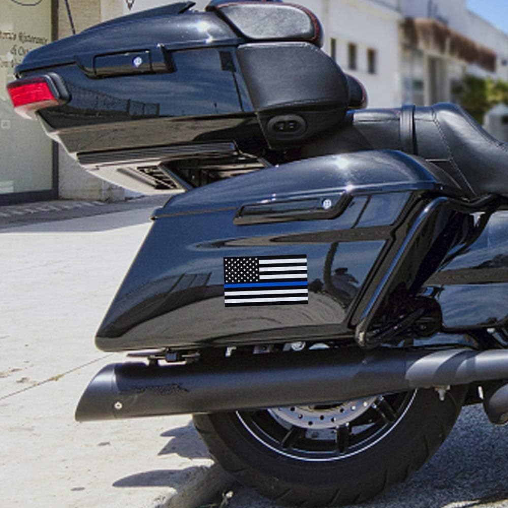 Besby 3Pcs Reflective Us Flag Stickers, Thin Blue Line American Flag Decal Car Laptop Bumer Sticker 5''X3'' Vinyl, Support Usa P