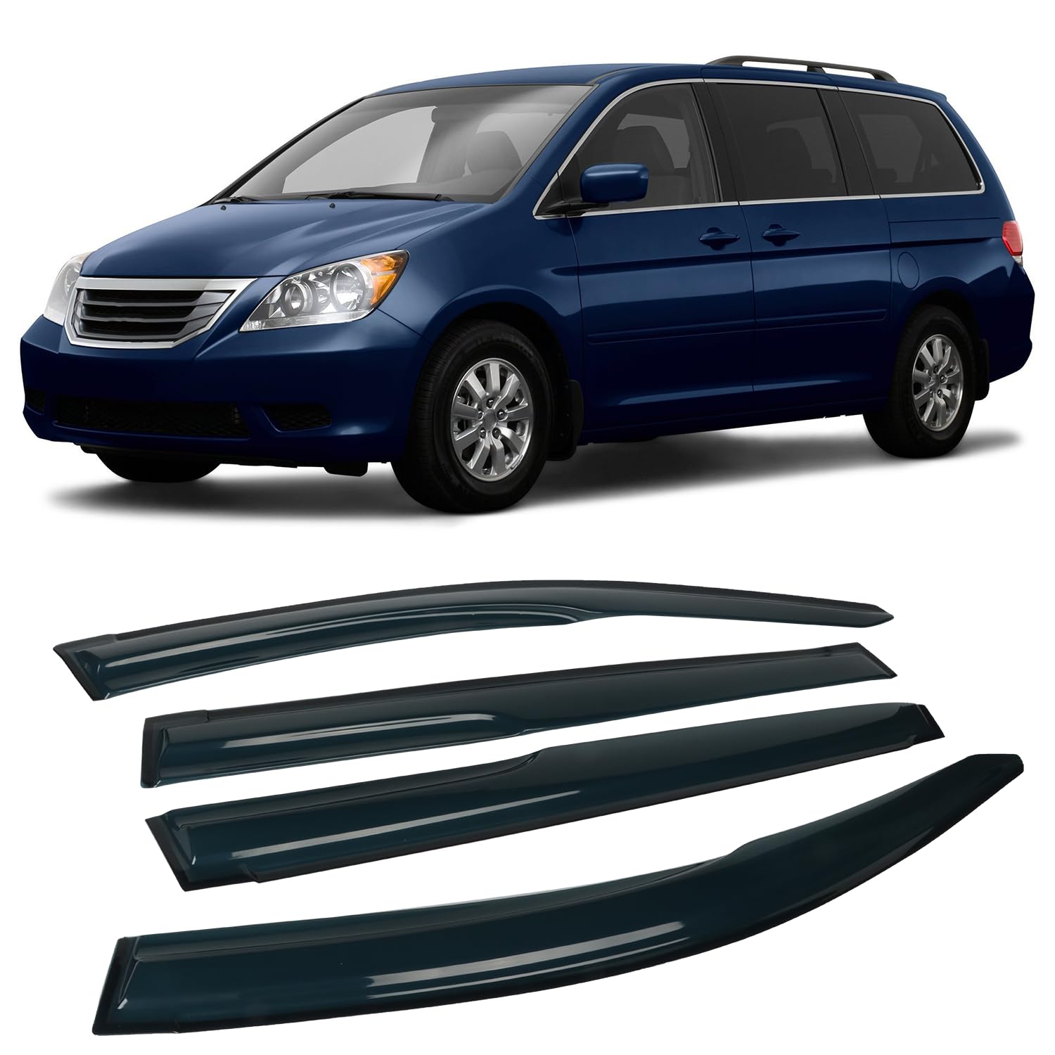 4PCS Rain Guards Fit for Honda Odyssey 2005-2010, Front & Rear Window Visors Wind Deflector, Outside Mount Vent Shade 2005 2006 
