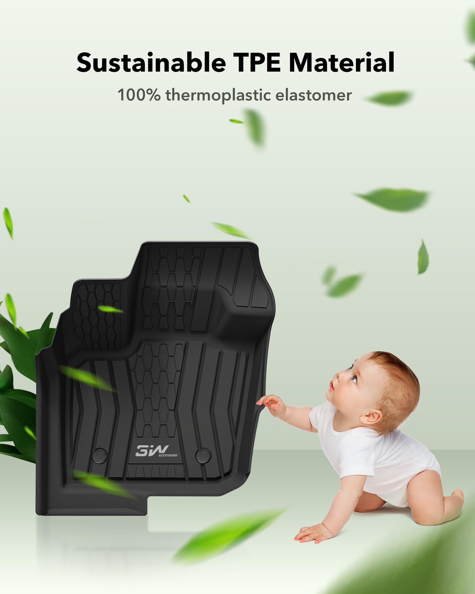 3W Floor Mats Fit Ford Fusion/Lincoln Mkz 2017-2020 All Weather Tpe Custom Fit Floor Liner, 1St And 2Nd Row Full Set Car Liners