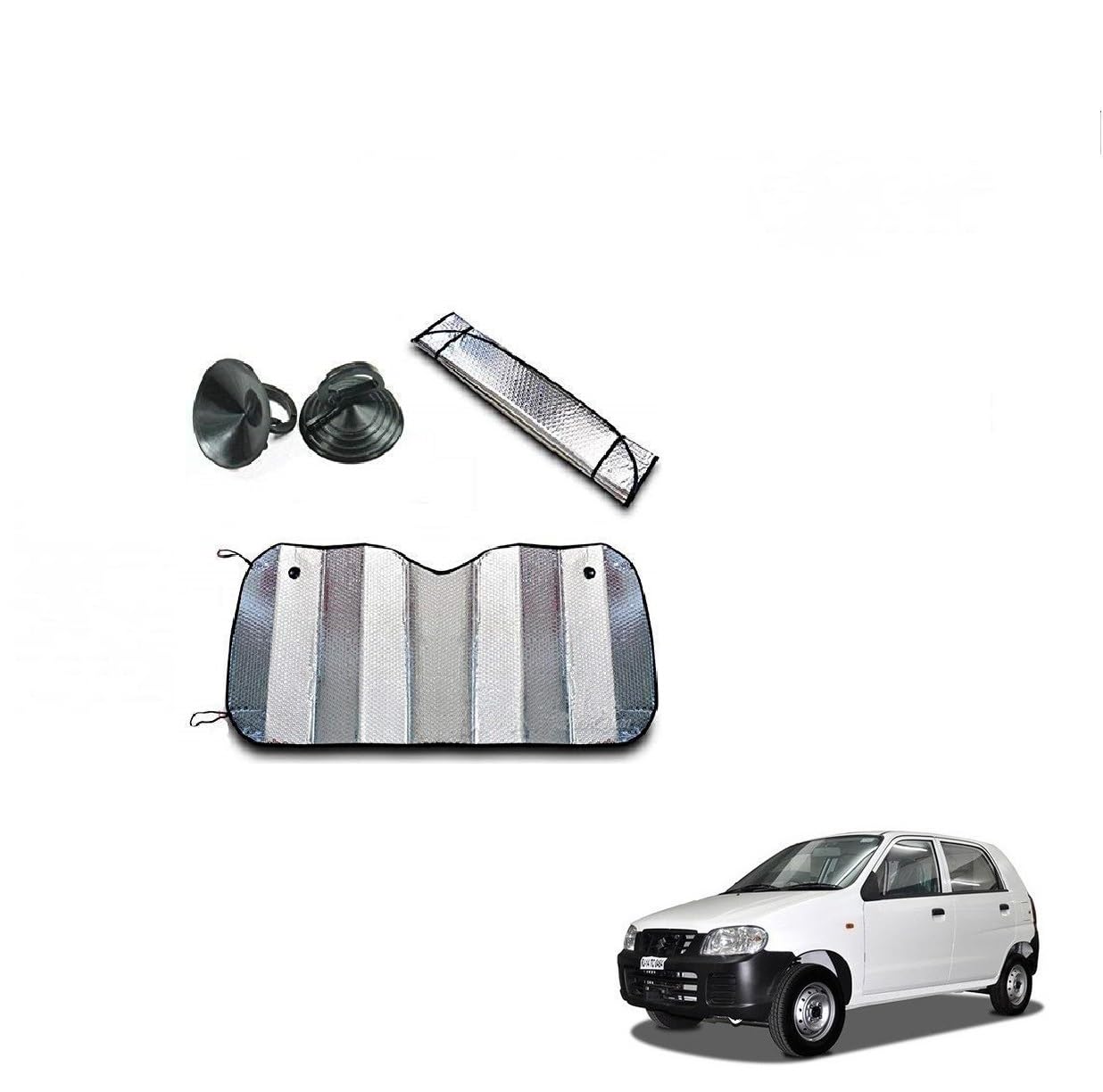 Kozdiko Car UV Protection Silver Foil Sunshade Film Windshield Visor Front Windshield Sunshade for Maruti Suzuki Alto