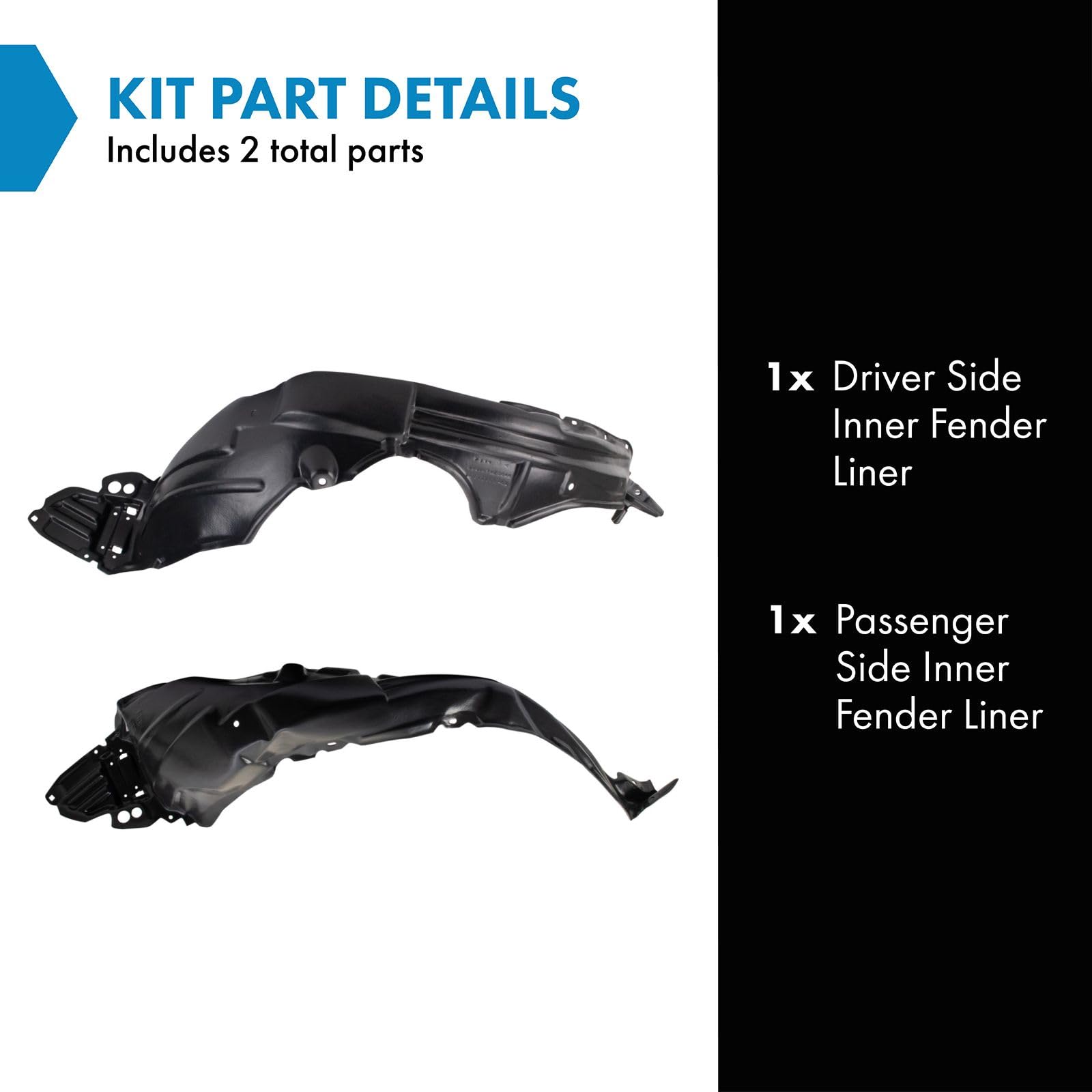 Trq Inner Fender Liner Set Compatible With 2012-2017 Toyota Yaris To1248169 To1248193 To1248197 To1249169 To1249193 To1249197