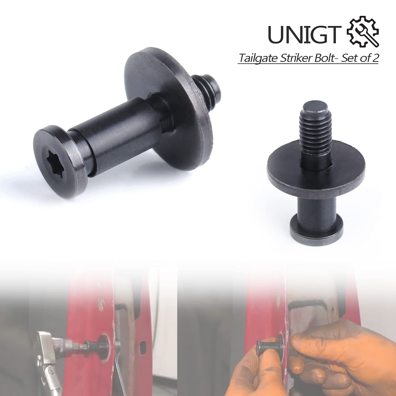 Unigt 38427 Tailgate Striker Bolt Compatible With Chevy Silverado Escalade Avalanche Sierra Come With Nuts Replace 11570162 - Set Of 2