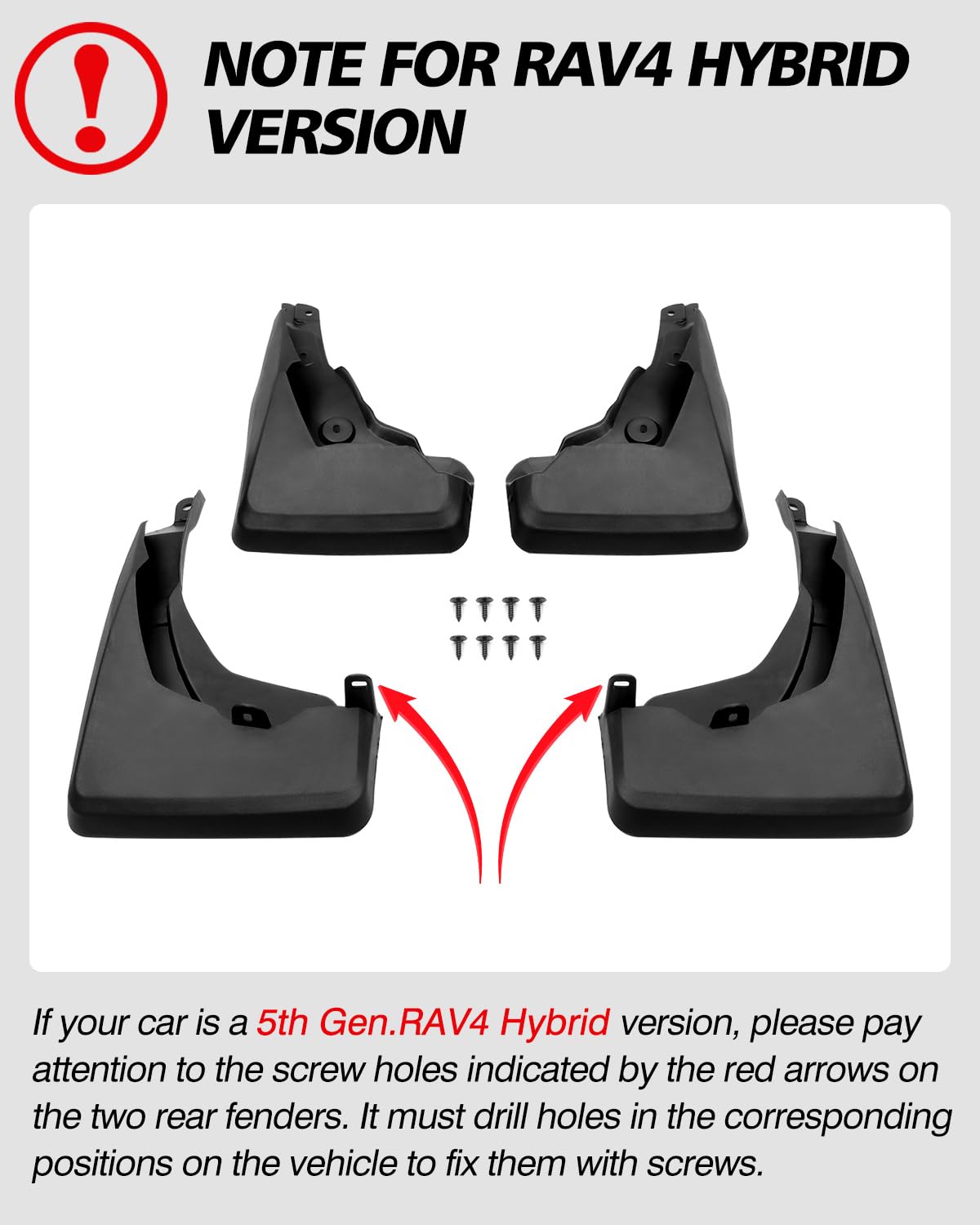 Powerty Custom Fit For Mud Flaps Toyota Rav4 2025 2024 2023 2022 2021 2020 2019 Splash Guards Molded Front And Rear Fender Cover