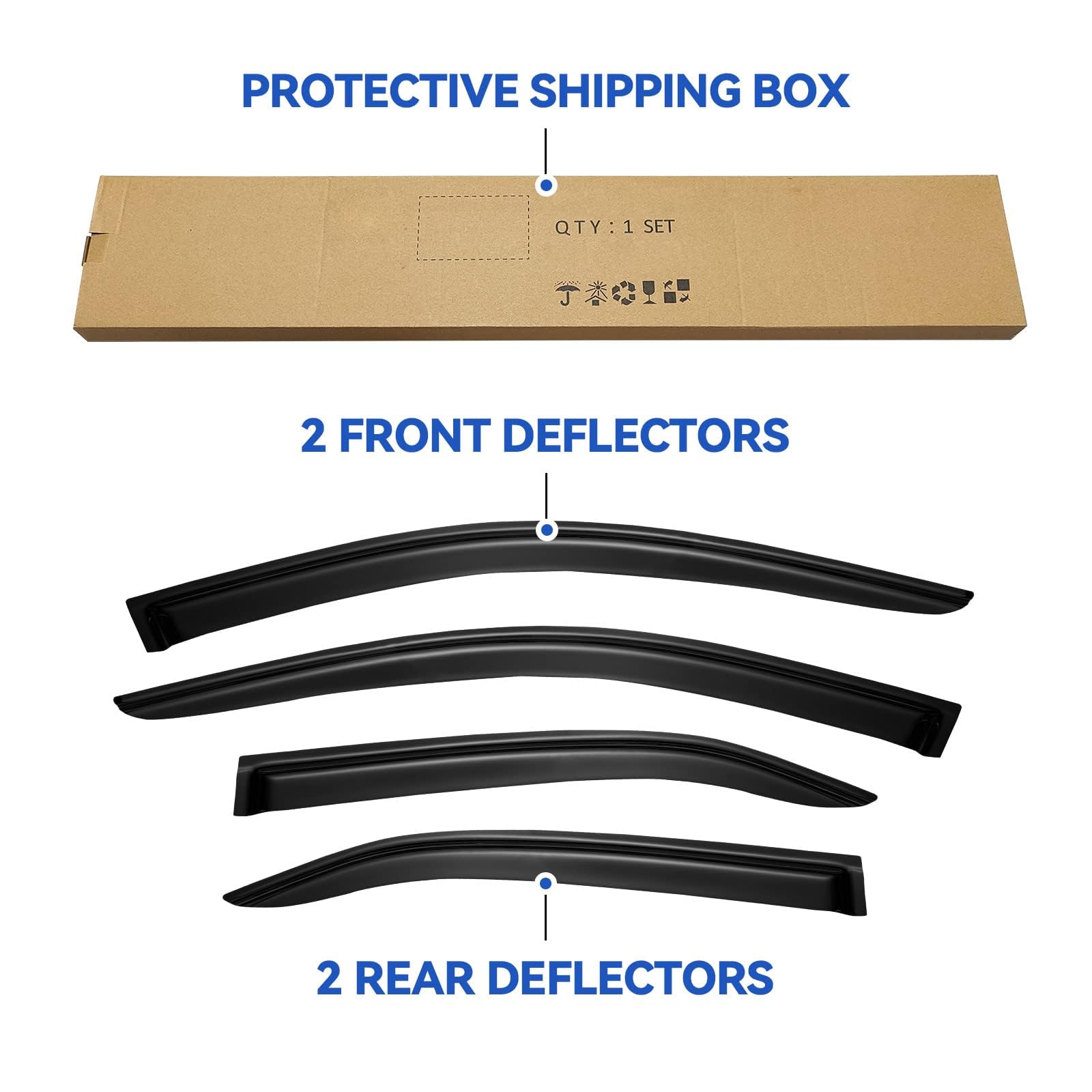 Window Visors Rain Guards for 2007 2008 2009 2010 2011 Toyota Camry, Out-Channel Window Vent Wind Deflectors Visors Shades for 0