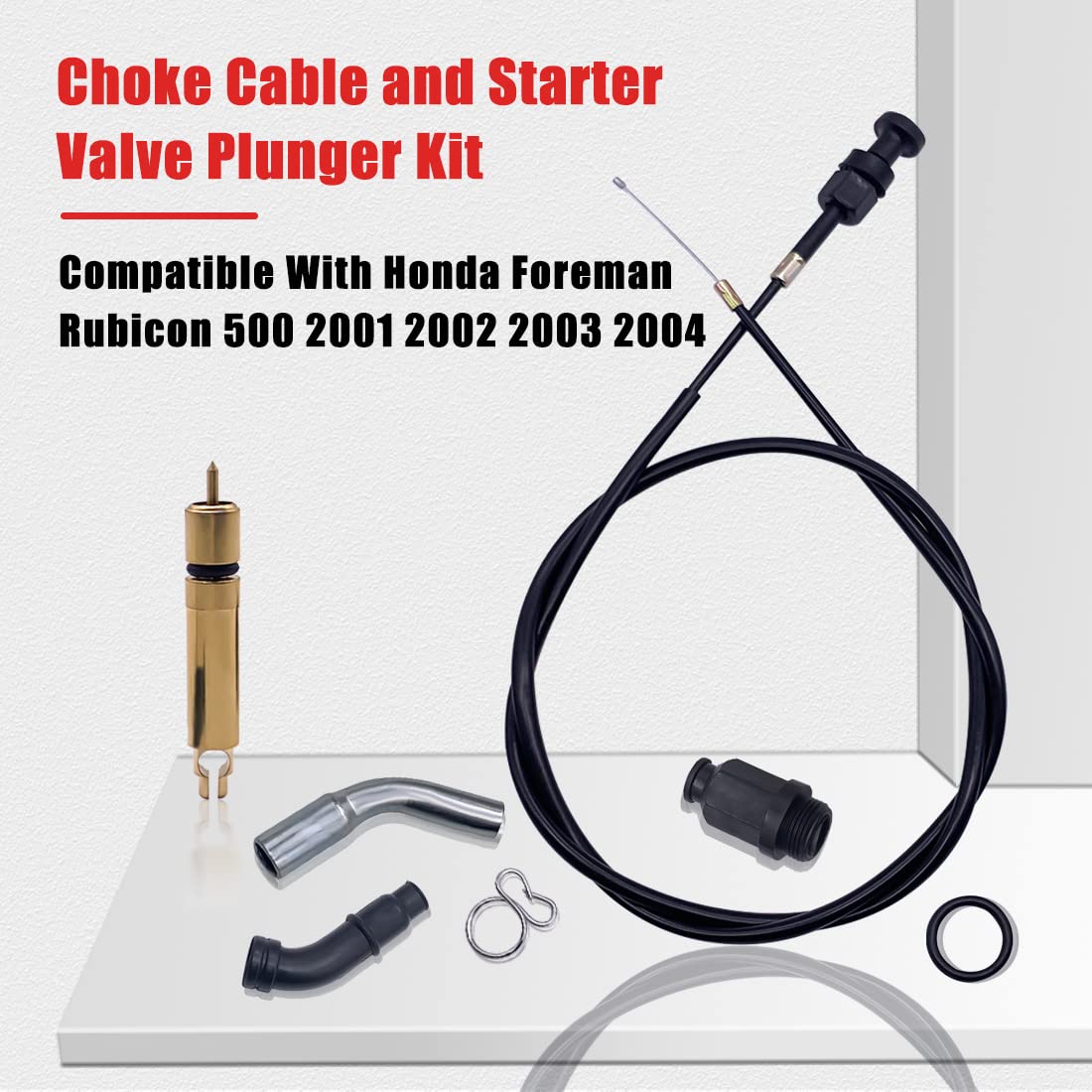 Choke Cable And Starter Valve Plunger Kit Compatible With Honda Trx450 Foreman 450 Es 1998 1999 2000 2001 2002 20032004