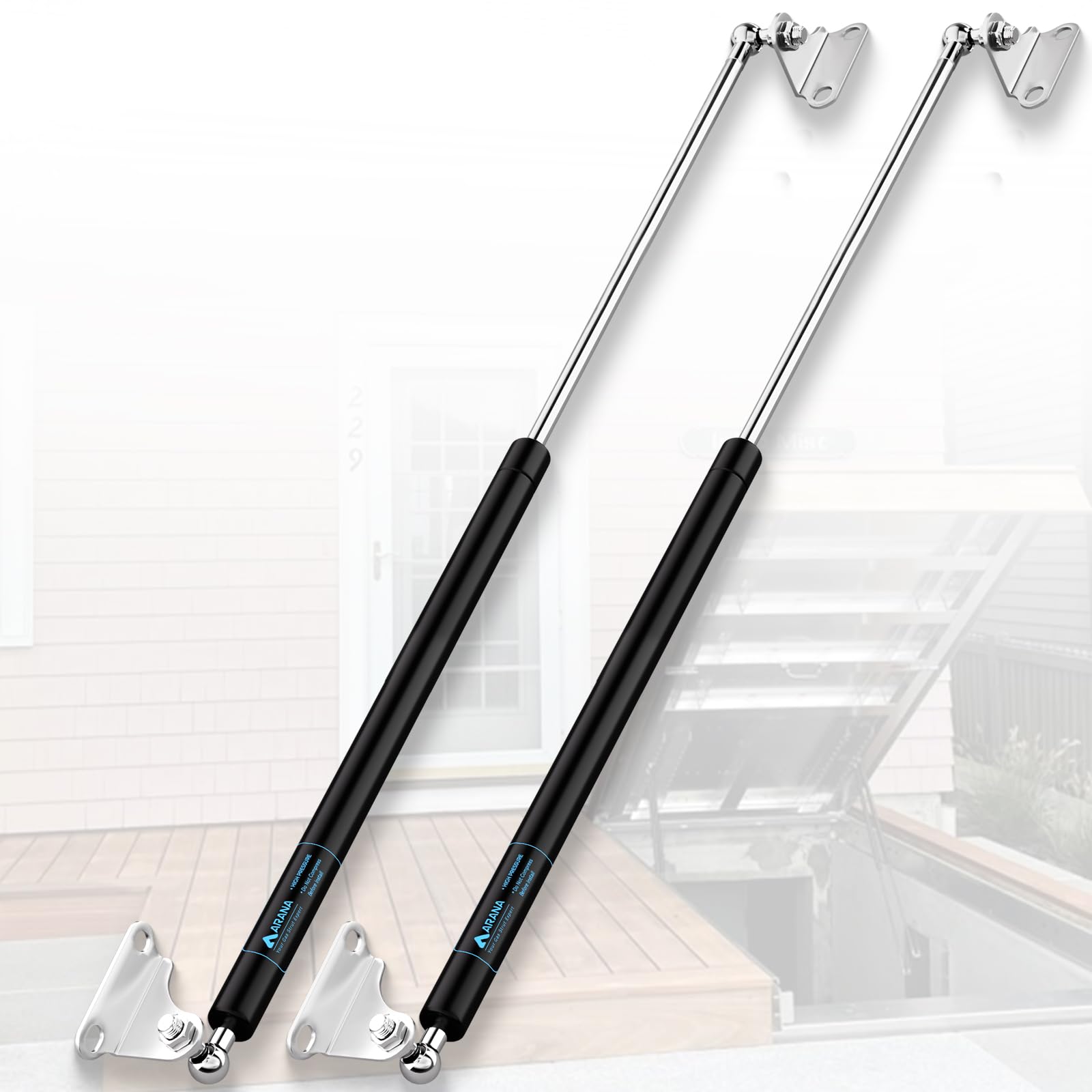 Arana Gas Struts 36 Inch 250Lb Gas Springs Shocks With Mounting Brackets, 36'' Hydraulic Lift Support For Heavy Duty Lid Rv Bed