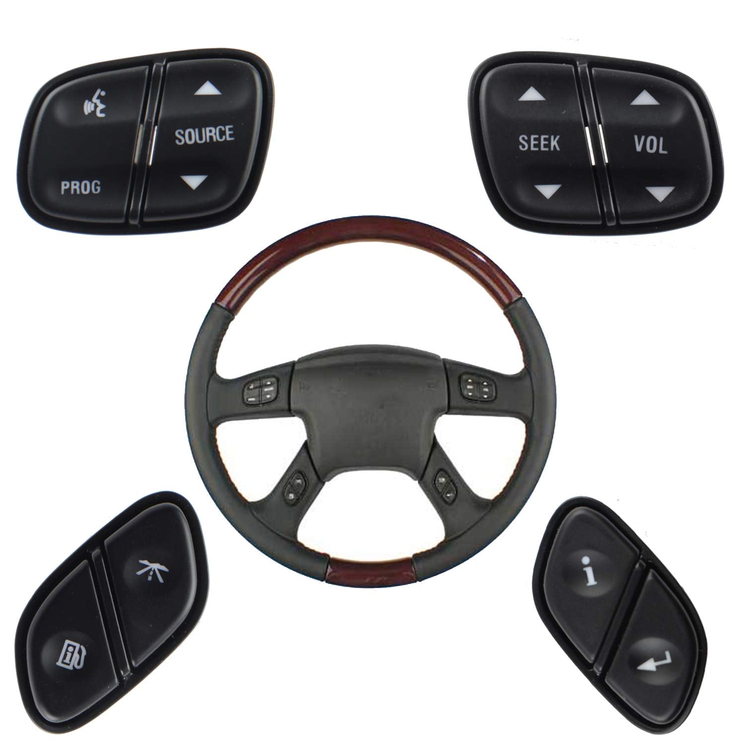 Steering Wheel Control Switch Button Replacement for 2003-2009 Silverado Suburban Tahoe Avalanche GMC Sierra Yukon Escalade Repl