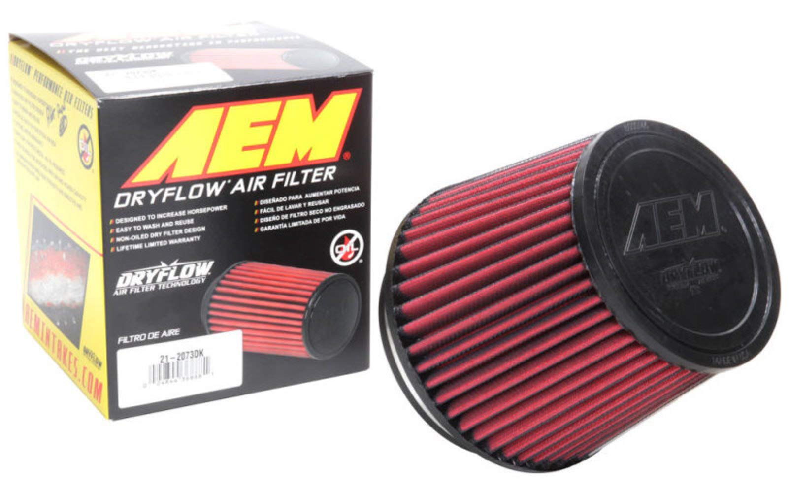AEM 21-2073DK DryFlow Filter, Red