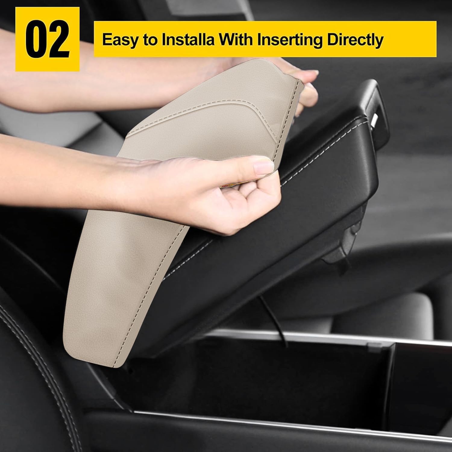 AOMSAZTO Armrest Covers for 2021 2022 2023 2024 Hyundai Elantra (Automatic Brake Only, Not for Handbrake)