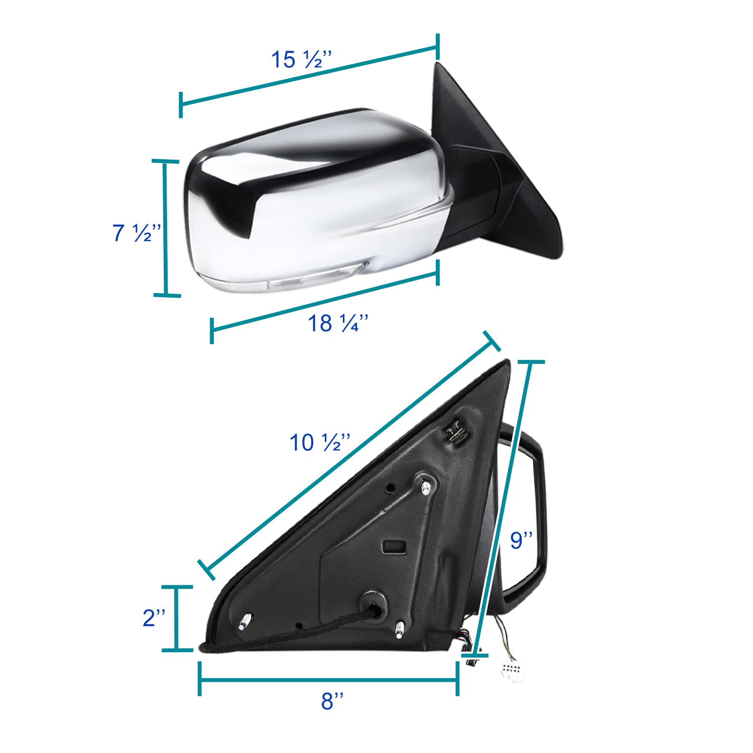 Spec-D Tuning Led Signal Power Heated Chrome Right Passenger Side Mirror Compatible With 2013-2019 Dodge Ram 1500