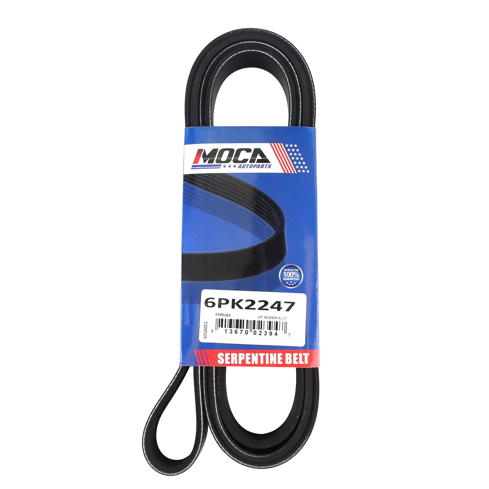 MOCA 6PK2247 EPDM Serpentine Belt Fits for Nissan Sentra 2.5L DOHC 4-Door