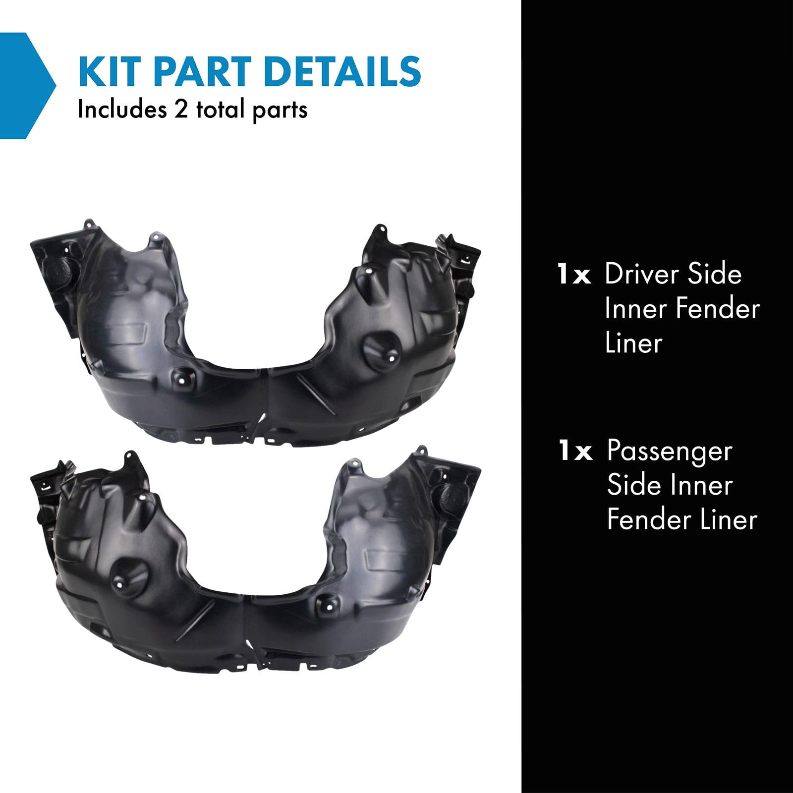 Trq Inner Fender Liner Set Compatible With 2021 Lexus Es350 Lx1248147 Lx1249147