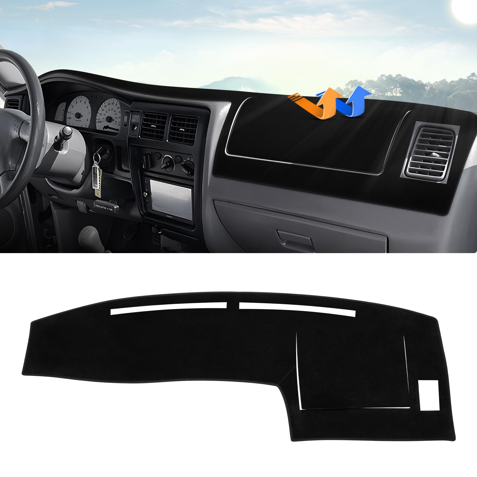 Autorder Dashboard Cover Mat For 1998-2002 2003 2004 Toyota Tacoma Accessories Dash Cover Upgrade Velvet Dash Mat Sunshade Glare