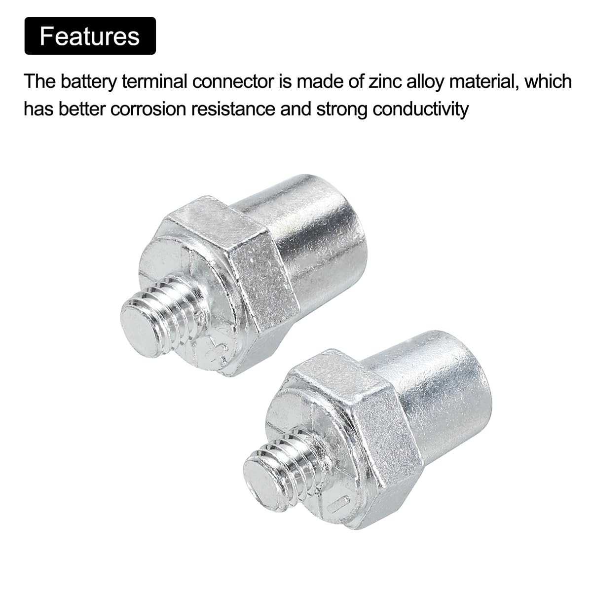 AUCELI Car Thread Male Battery Post, 2PCS 3/8-16 Lead Made Vehicle Side Terminal Charging Extender, Automotive Batteryterminal