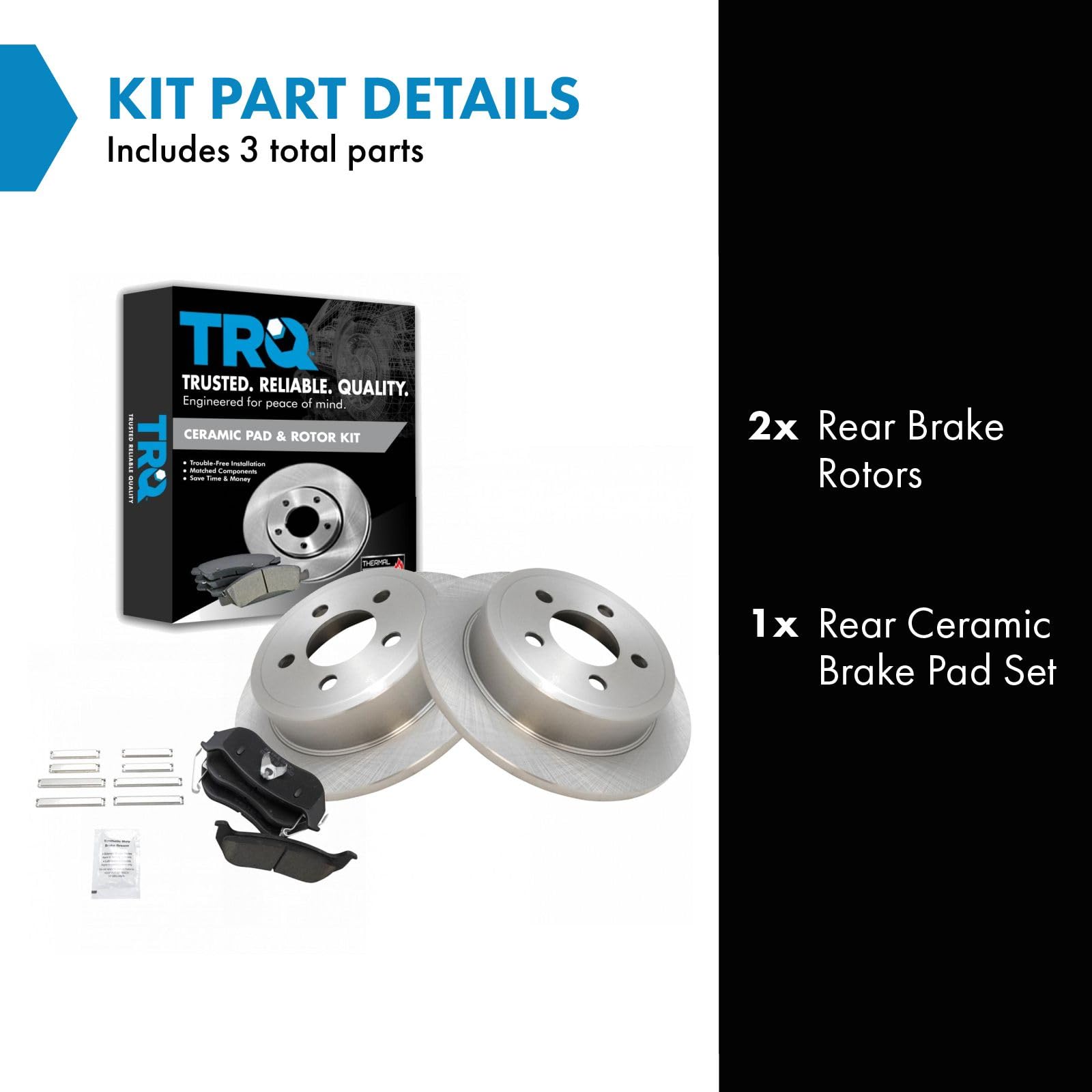 Trq Rear Brake Pad & Rotor Kit Brake Pads Brake Rotor Ceramic Compatible With 2003-2007 Jeep Liberty 2003-2006 Wrangler