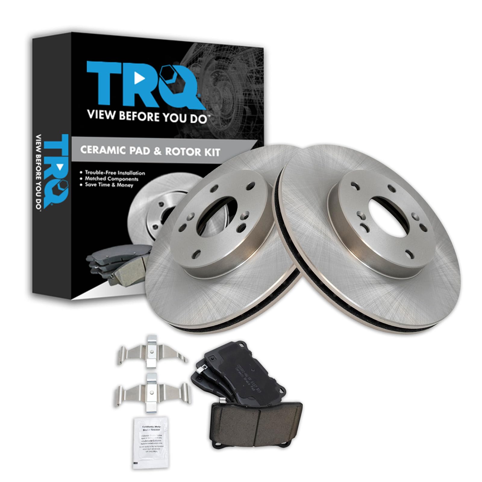 Trq Front Brake Pad & Rotor Kit Brake Pads Brake Rotor Ceramic Compatible With 2017-2019 Honda Civic