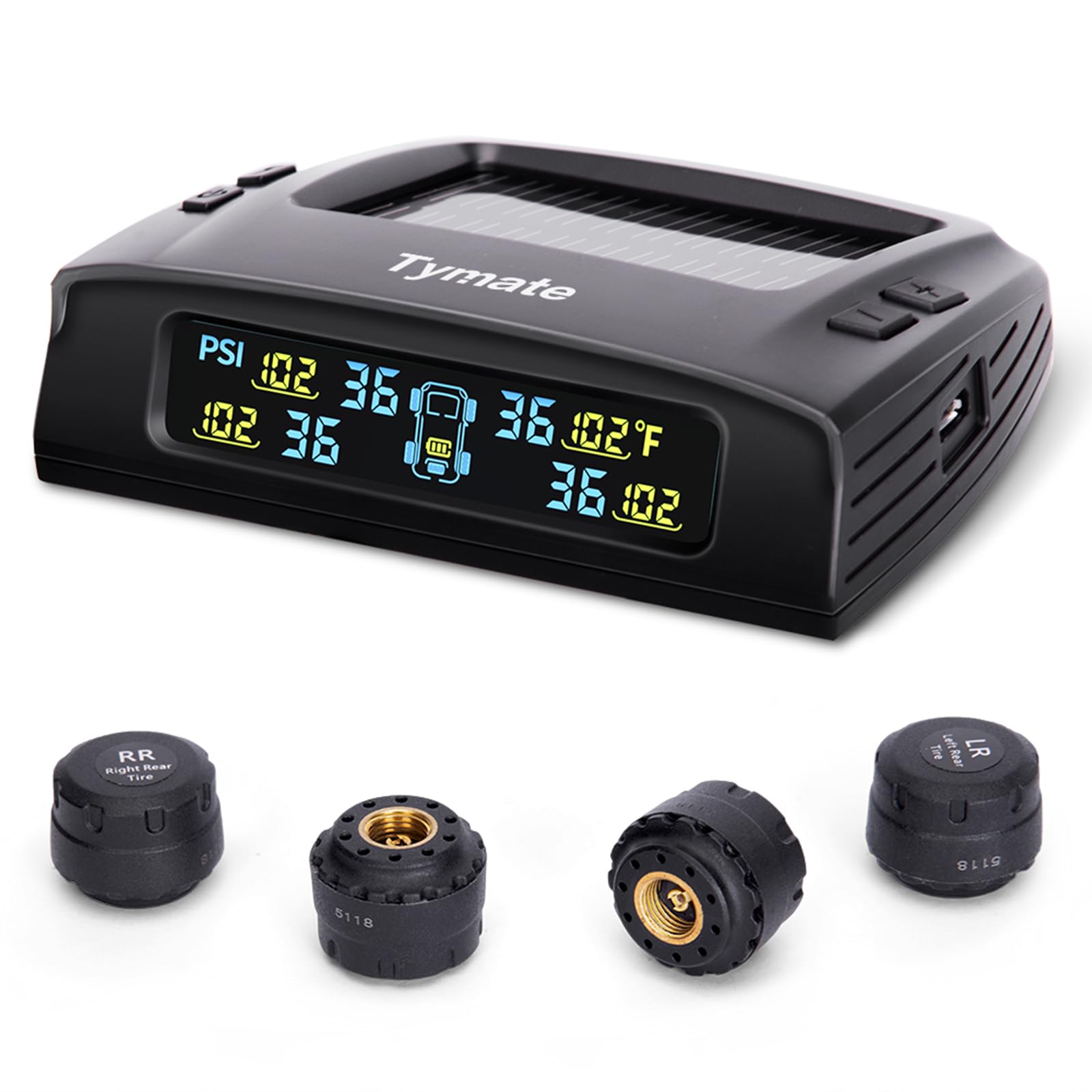 Tymate Rv Tire Pressure Monitoring System, Tire Pressure Monitor System With Solar Charge, Trailer Tpms With 4 Sensors & 5 Alarm