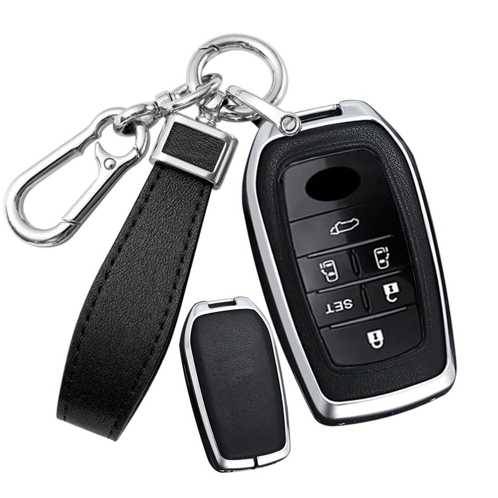 Sanrily Pu Leather+Zinc Alloy 3/4/5/6 Button Key Fob Cover Fit For Toyota Land Cruiser 2023 2022 Venza Rav4 Prime Hilux Fortuner
