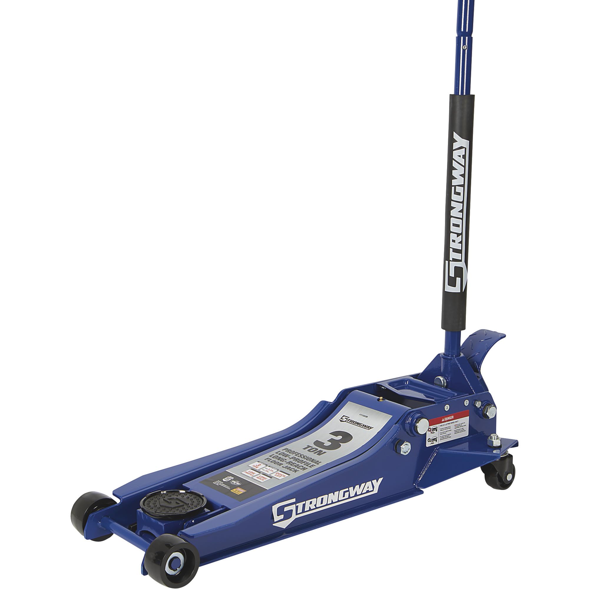 Strongway Long-Reach, Low-Profile Professional Service Floor Jack - 3-Ton Capacity