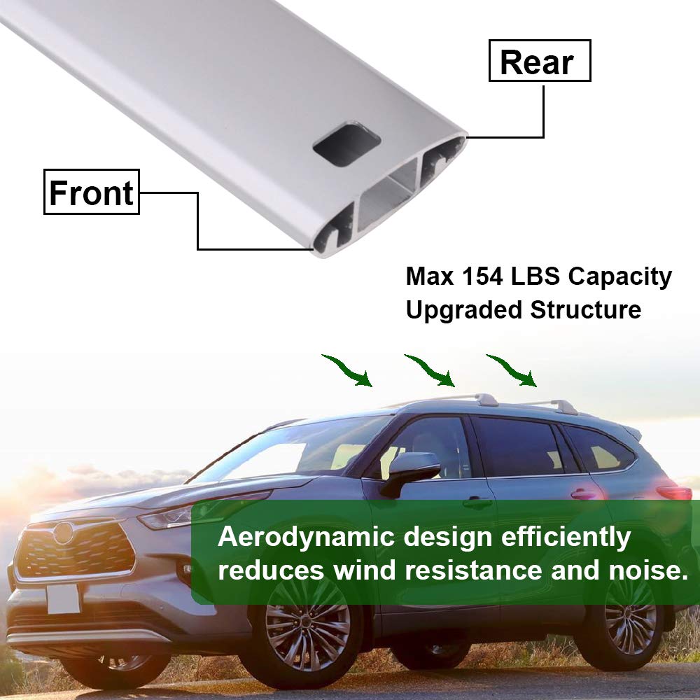 Snailfly Silver Cross Bars Roof Racks Fit For 2020-2025 Toyota Highlander Xle Xse Limited Platinum (Models With Side Rails)