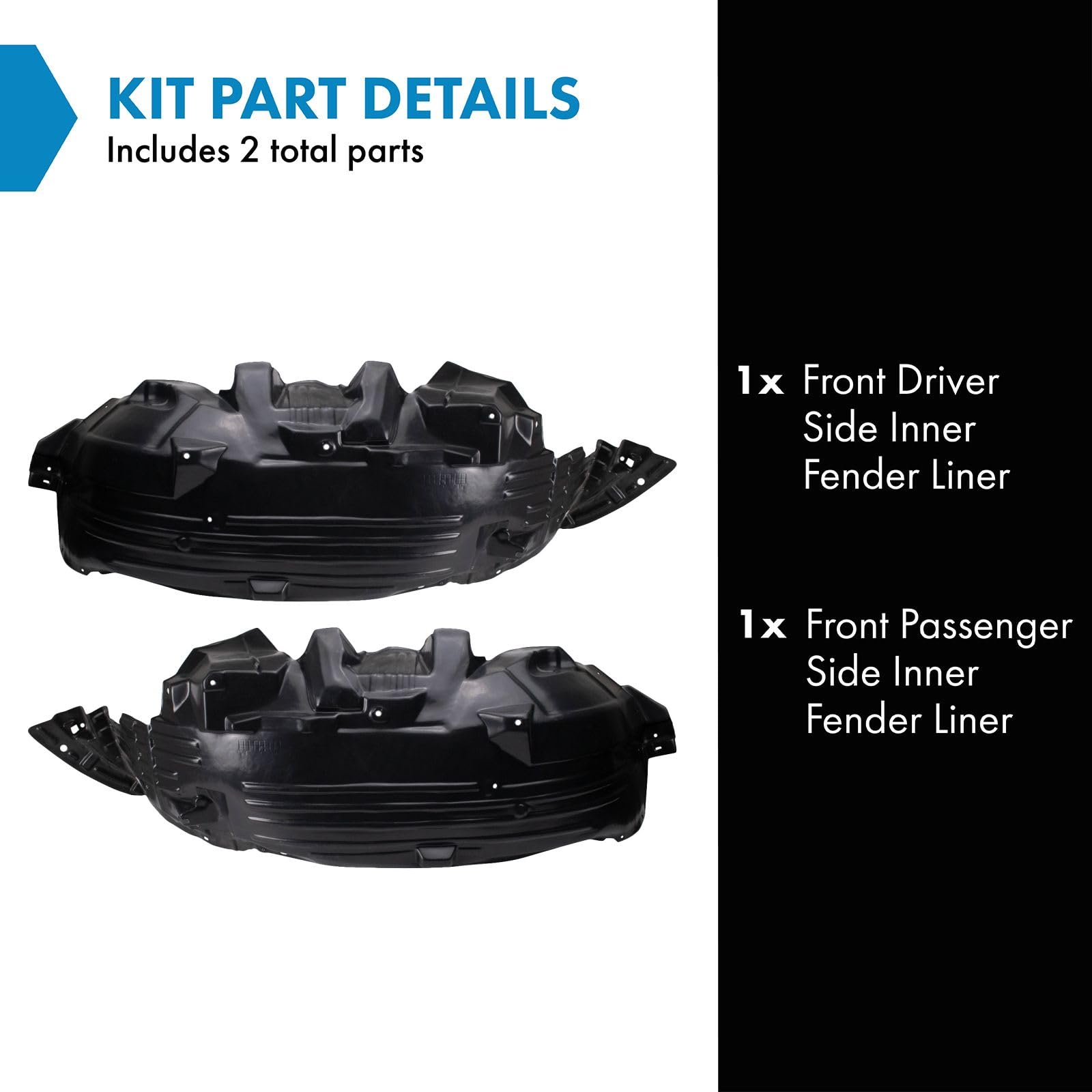 Trq Front Inner Fender Liner Set Compatible With 2008-2010 Infiniti Qx56 2004-2010 Nissan Titan In1248125 In1249125 Ni1250126 Ni