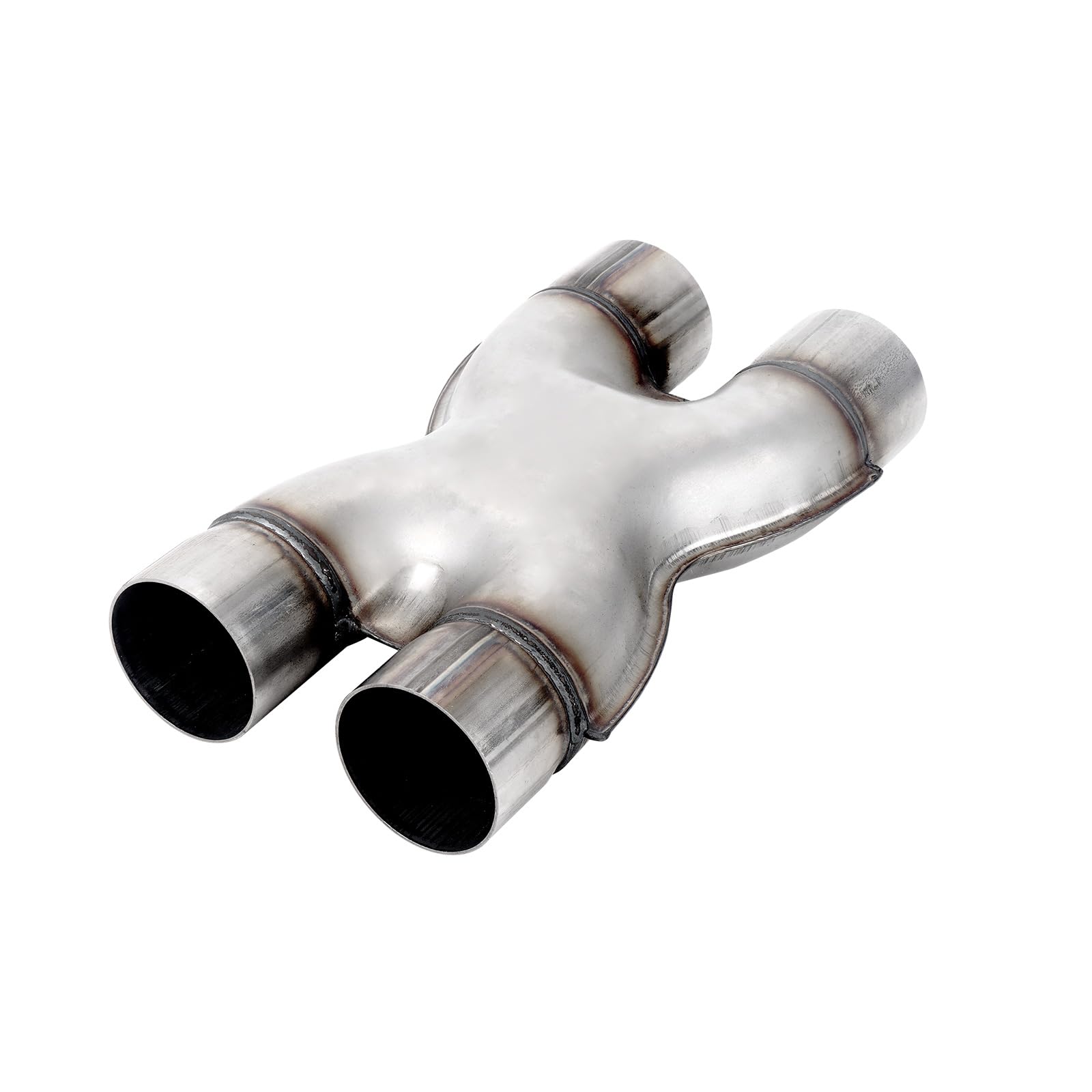 A-Karck Exhaust X Pipe Dual 2.5'' Inlet, 12'' Long Dual 2.5'' Outlet Stainless Steel X Pipe For Smoother Exhaust (Wide-Edge)