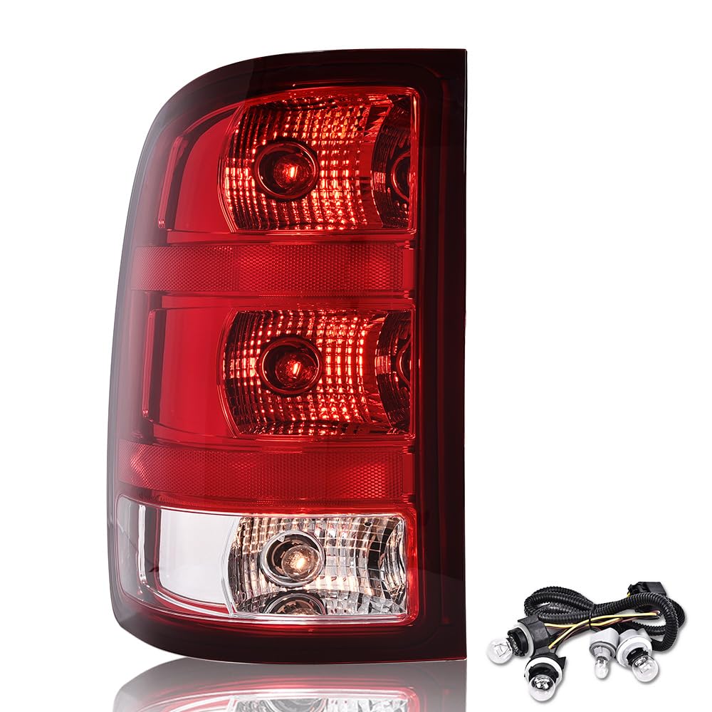 GRAND ORANGE Tail Lights Assembly Rear Lights Lamps W/Bulbs & Wiring Harness Compatible with GMC Sierra 1500 2500 3500HD 2007-20