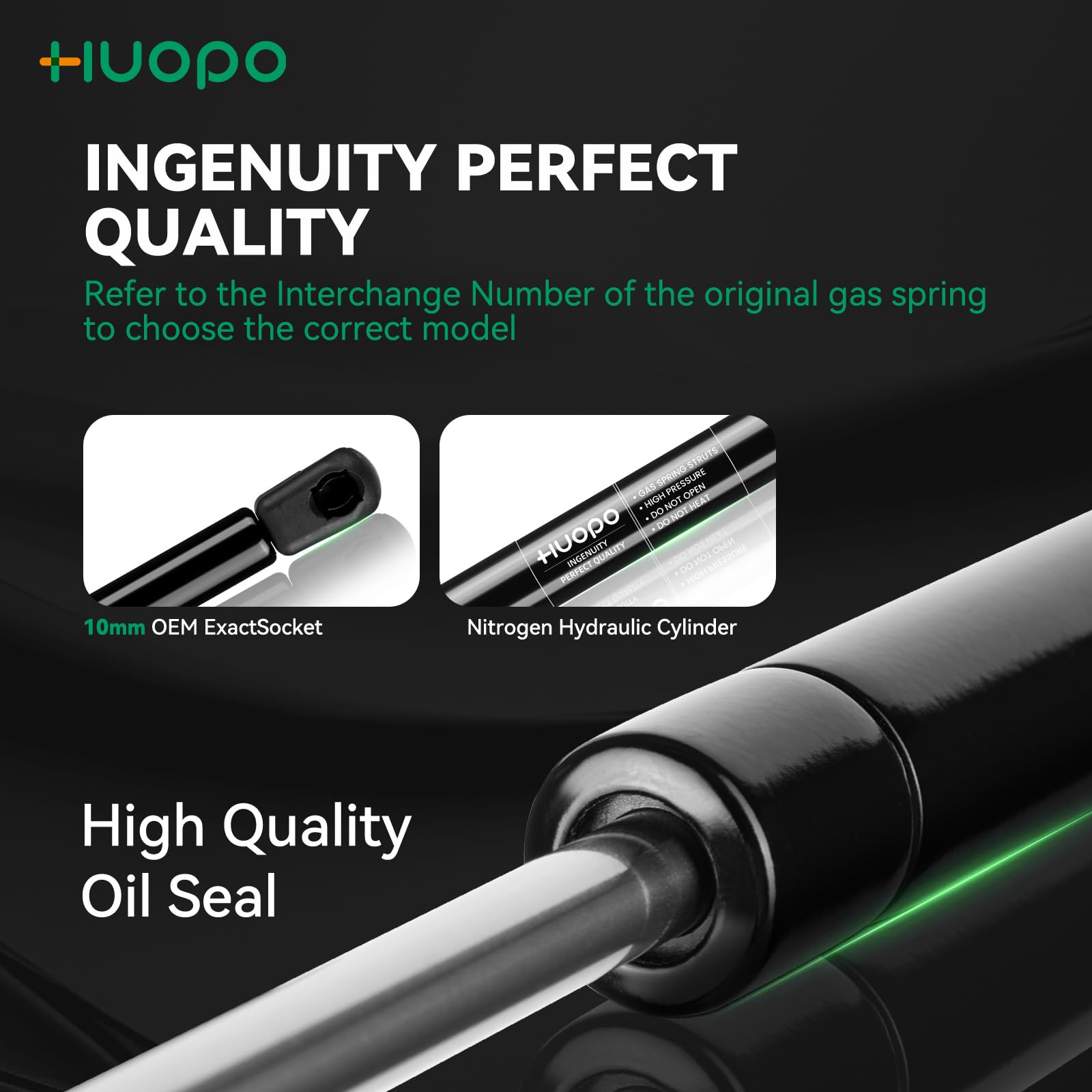 HUOPO Gas Strut Lift Support, 10 Inch, 40Lb/178N, Model C16-09322, Black, Set of 2 for RV Cabinet Door & Storage Box