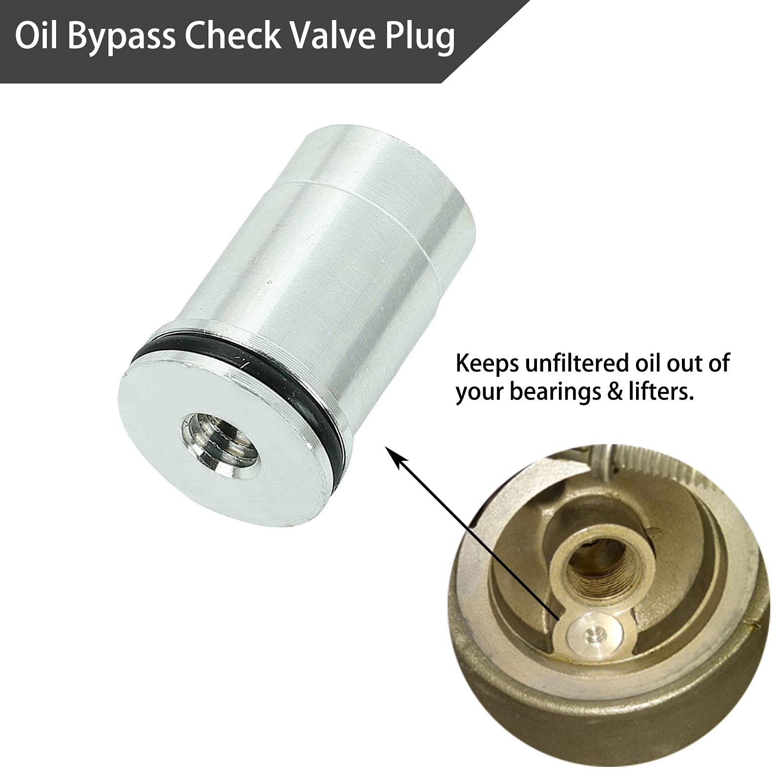 BLACKHORSE-RACING LS Billet Aluminum Oil Diverter Barbell & Oil Valve Plug & Oil Pickup Tube Hold Down Kit Compatible with GM Ge