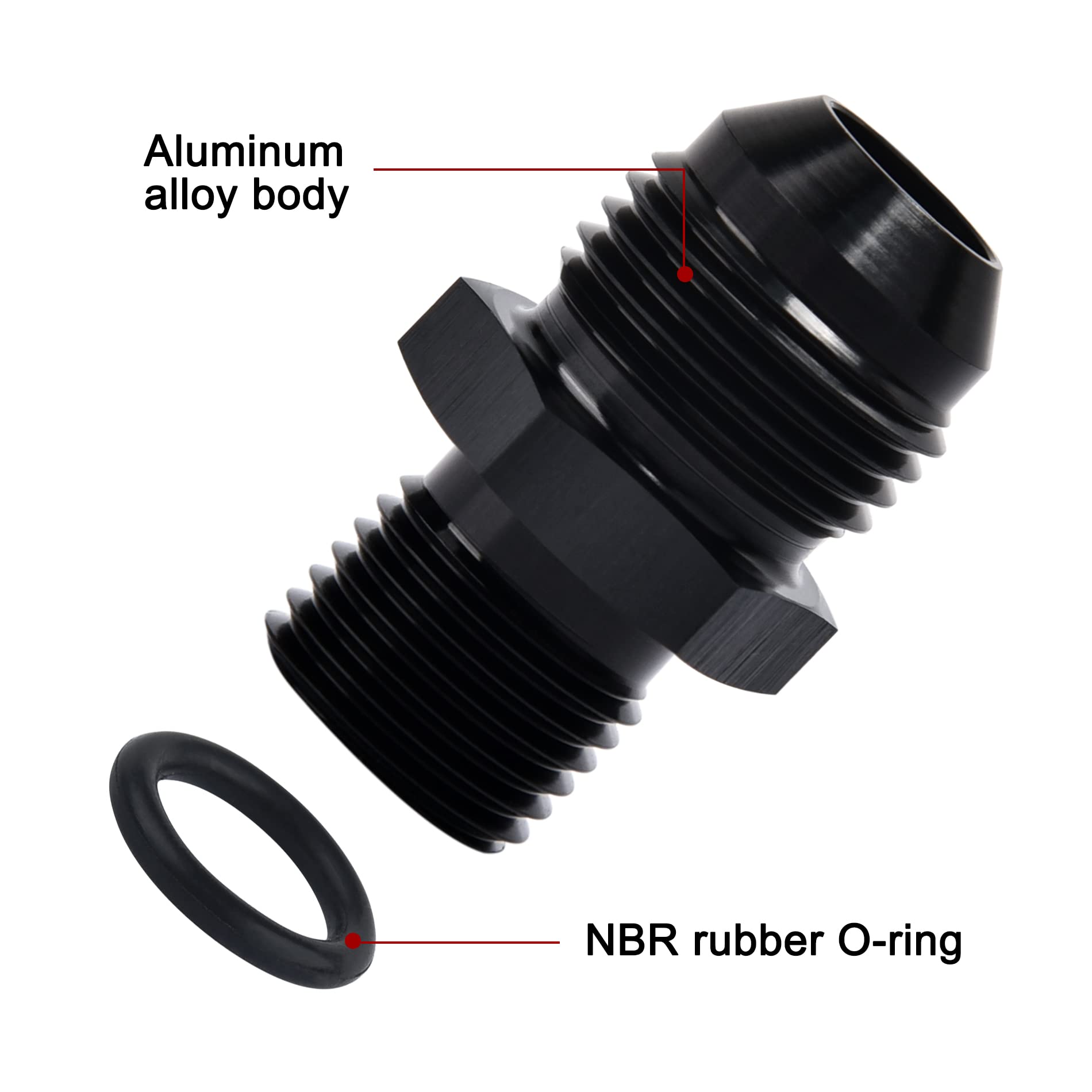 Evil Energy 8An Male Flare To M16 X 1.5Mm Male Metric Fitting Adapter Aluminium Alloy 2Pcs