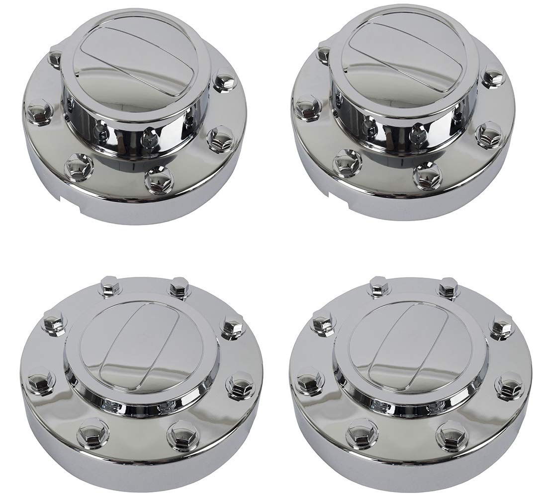 Karpal Front And Rear Wheel Center Hubcap Compatible With 2011-2018 Ram 3500 1-Ton Dually Drw, Alcoa Alloy, (2Pcs Front), (2Pcs, Rear)
