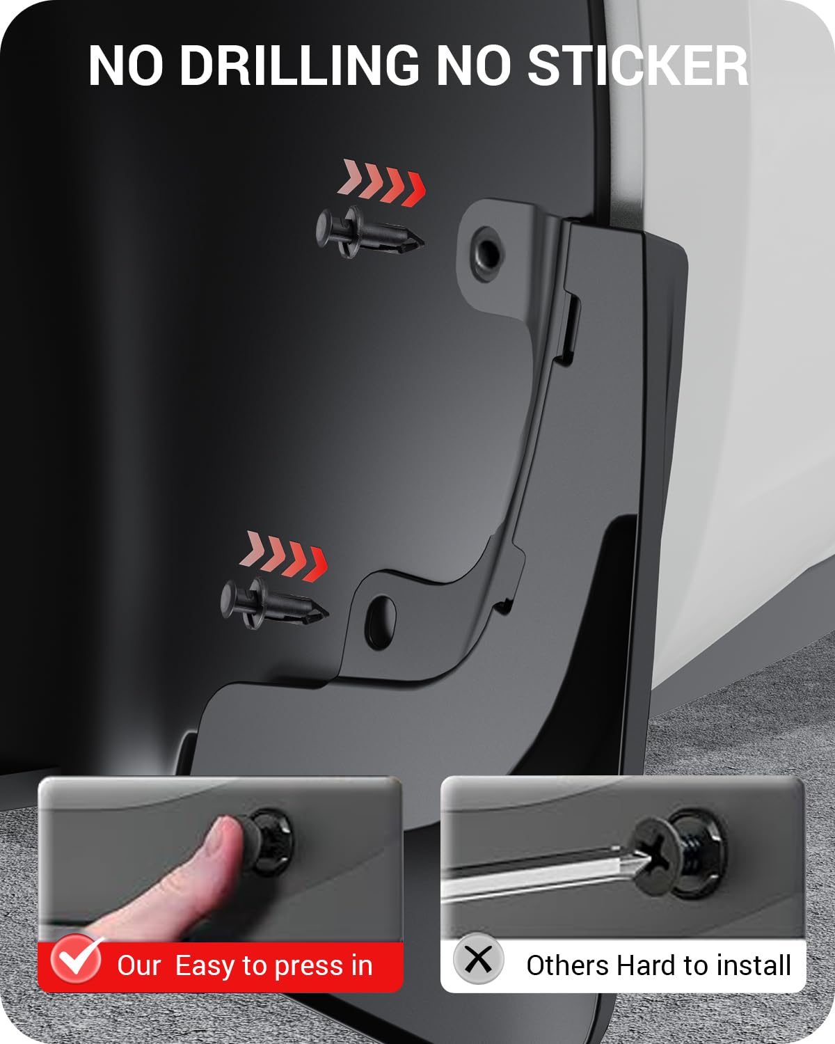 Basenor Upgraded 2022-2025 Tesla Model S/Model S Plaid Mud Flaps Splash Guards No Drilling No Tape Mudguards All Weather Protect