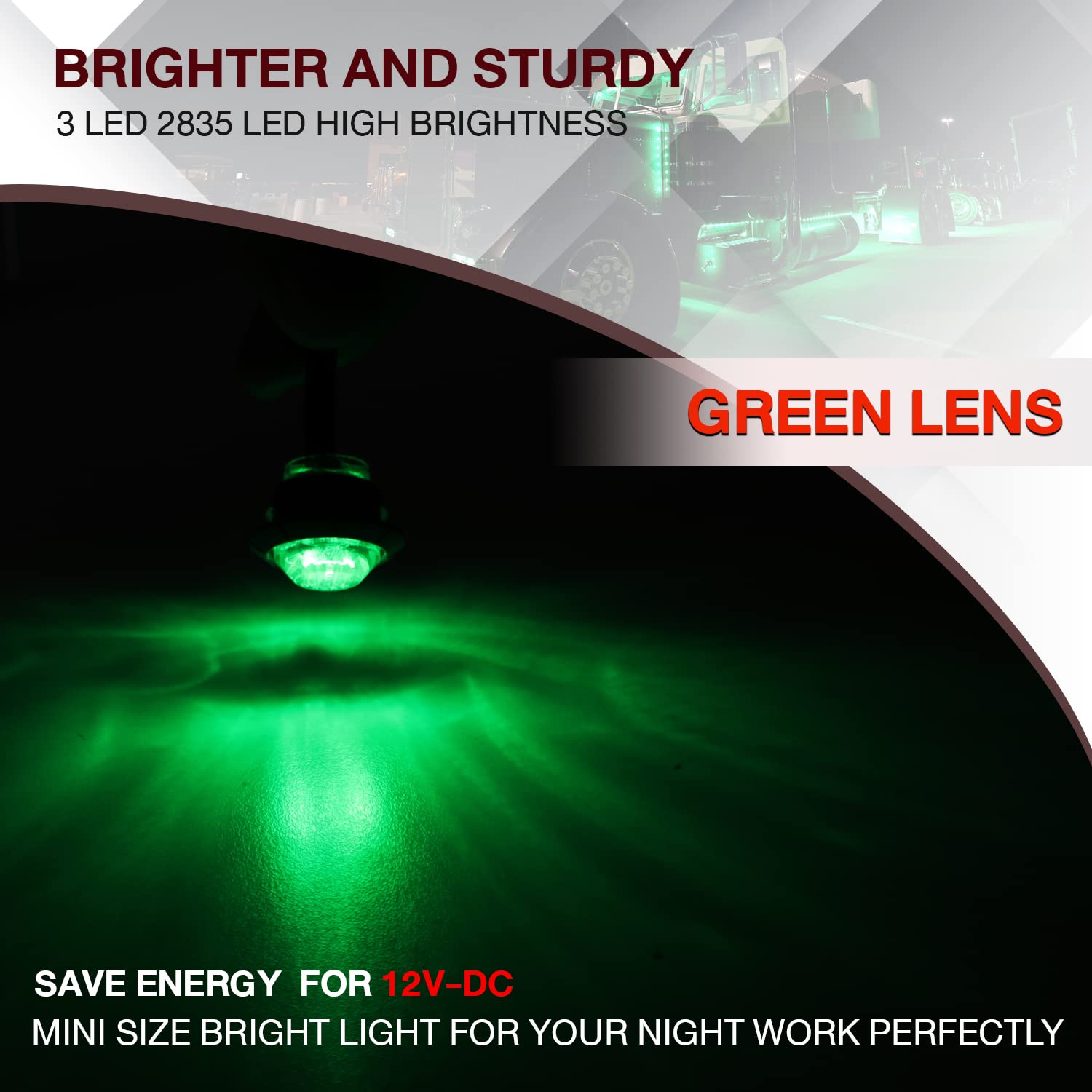 Tmh (Pack Of 20 3/4 Inch Round Green & Red Led Indicator Clearance Lamp Side Marker Light With Rubber For Trailer Truck Lorry Pi