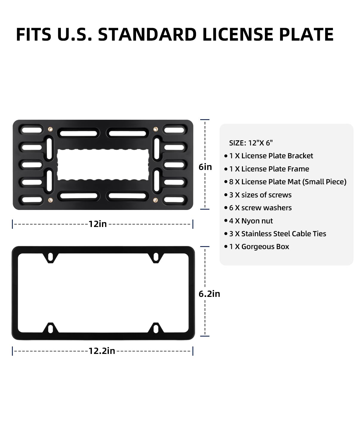 Xclpf Front License Plate Bracket,No Drill License Plate Holder,License Plate Mounting Kit,Universal Bumper Car Frame Mount Adap