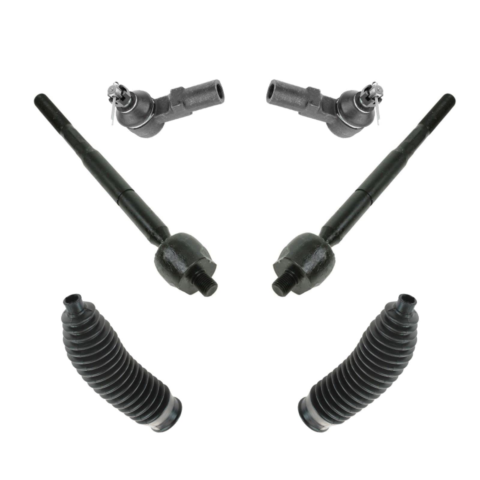 Trq Front Driver & Passenger Side Steering Kit Steering Rack & Pinion Bellow Tie Rod Compatible With 1998-2004 Toyota Tacoma