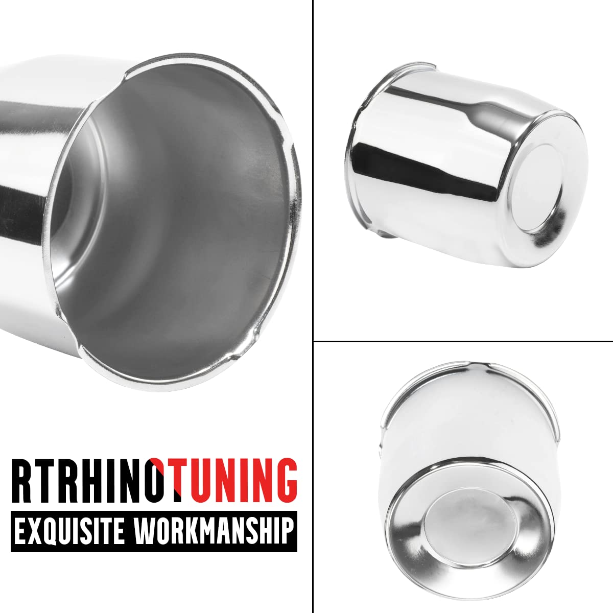 Rtrhinotuning 4Pcs 4.25'' Hub 4.33'' H Center Caps Push Through Hub Cap Chrome For Trailers And Trucks Wheel Rims