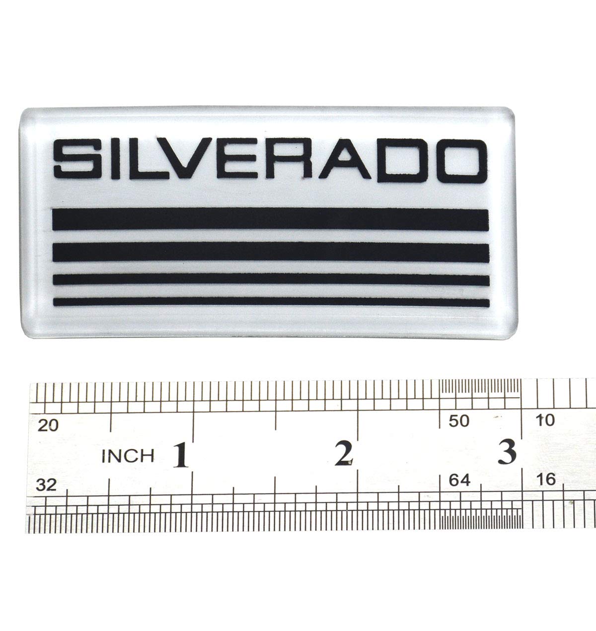 2X Silverado Emblem Badge 3D Sticker Replacement For Chevy Suburban Silverado (Black/White)